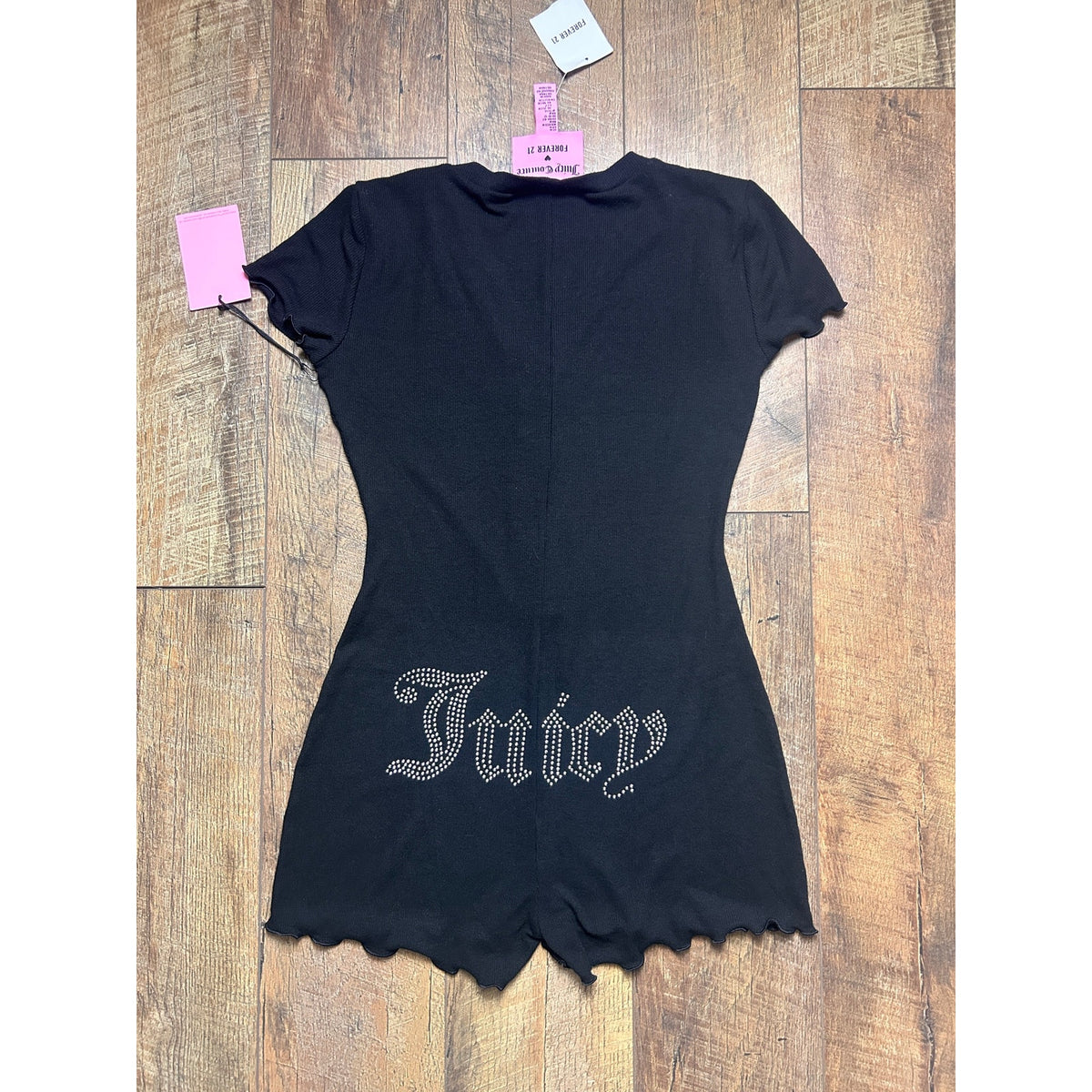 Juicy Couture x forever 21 nwt Ribbed Knit Sleep Romper Black NWT — Size M