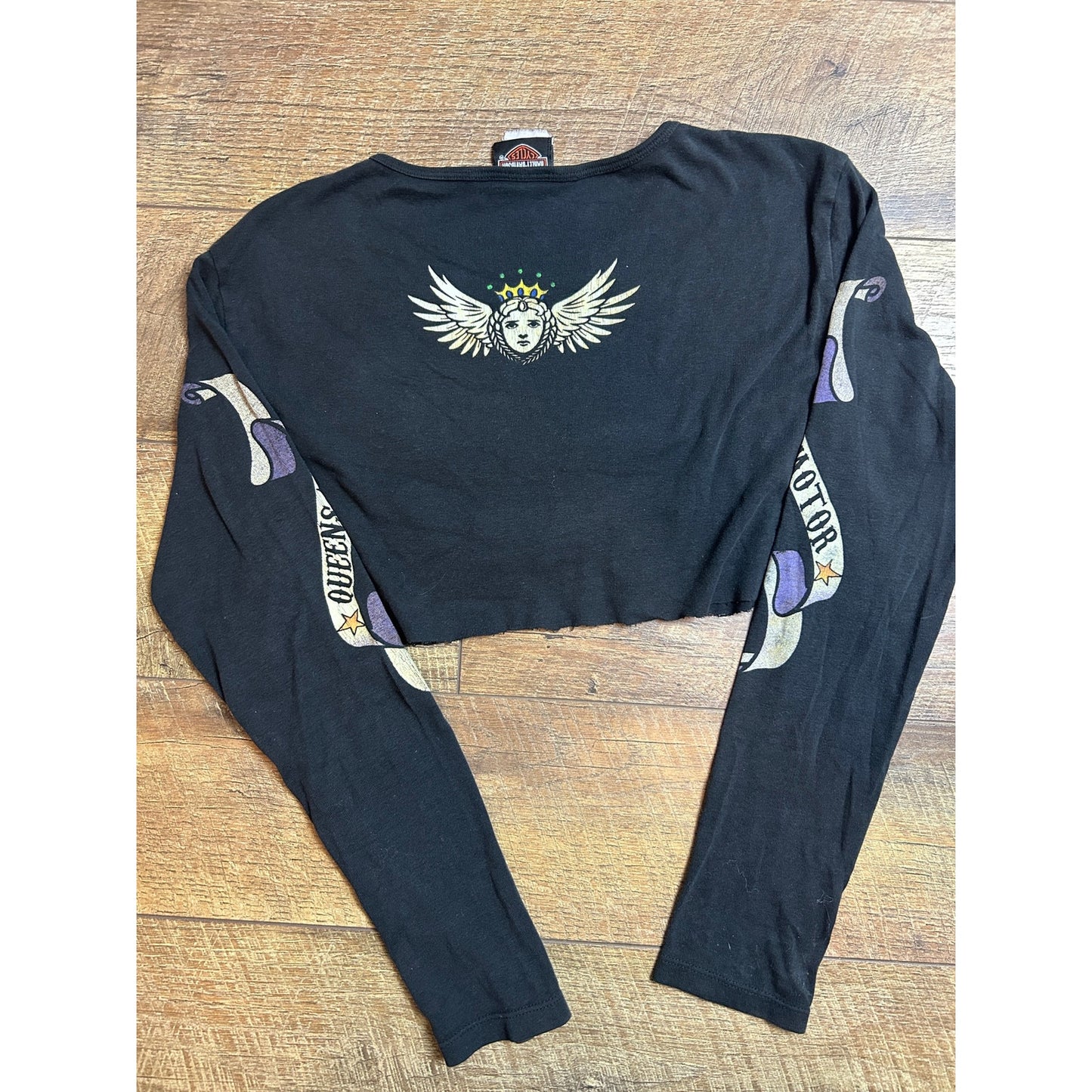 Cropped Harley Motor Queens graphic tee biker babe moto