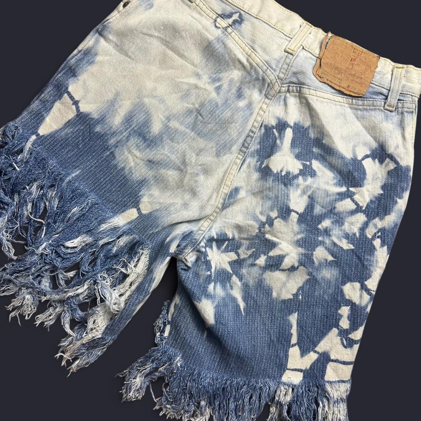 Blue white tie dye denim