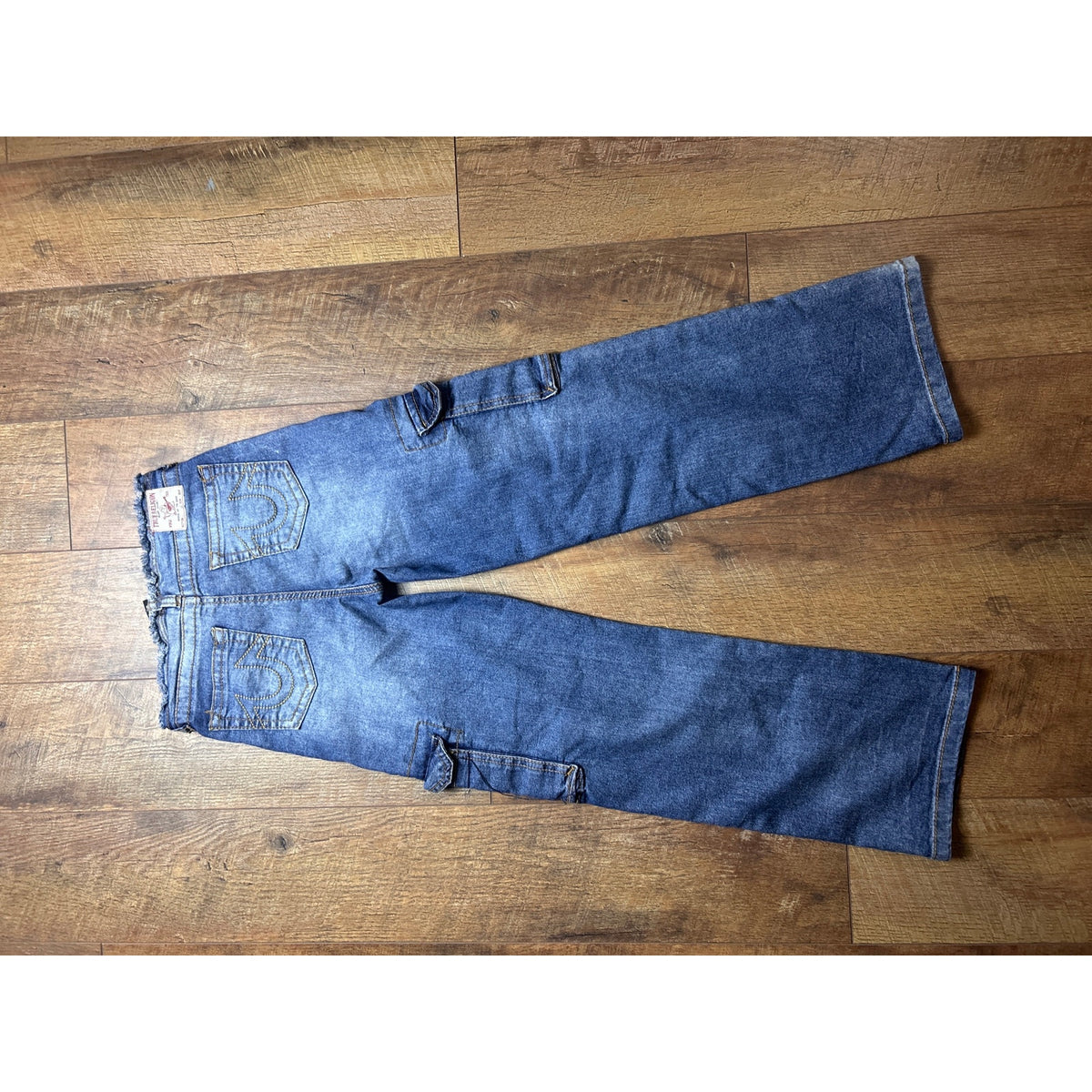 True Religion raw hem cargo pants in a faded wash Womens xs