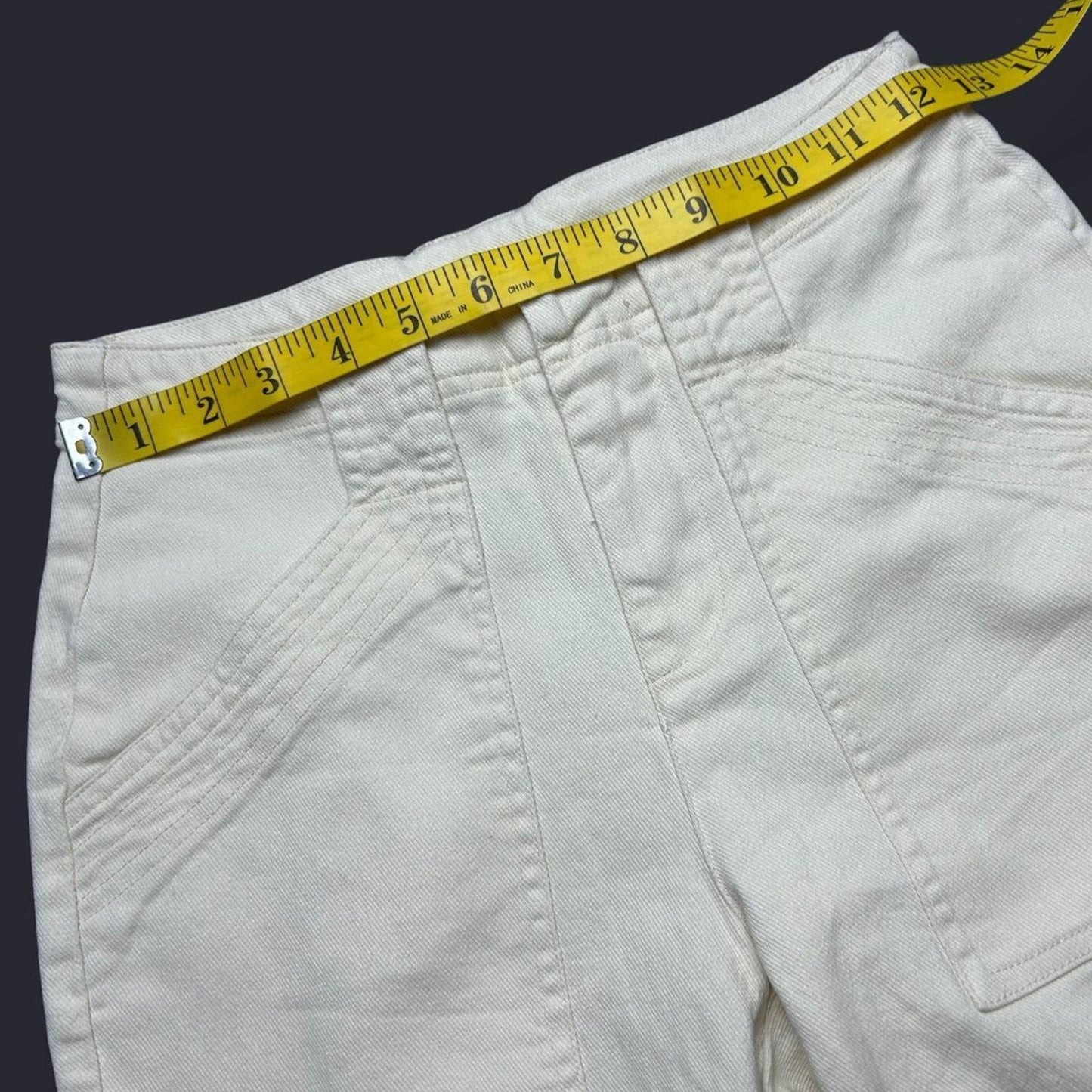 White denim mid rise petite
