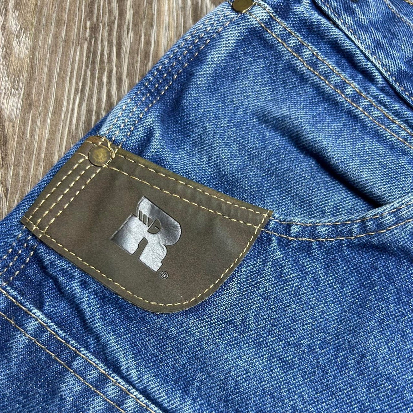 90s wrangler size 30x32 double knee blue jeans