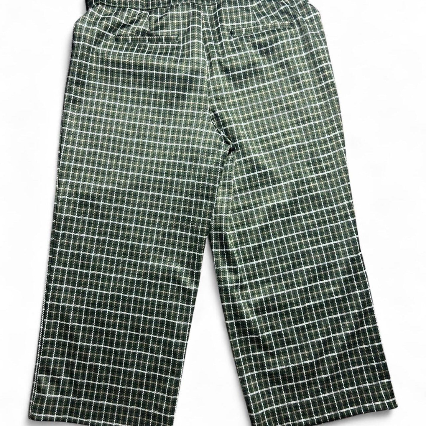 Isaac mizrahi green and black plaid cropped trouser