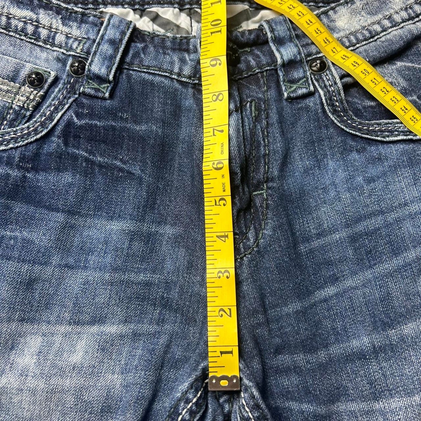 Mens blue rock revival jeans