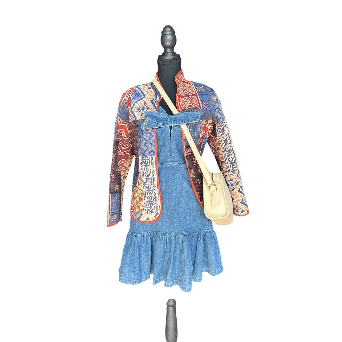 bebe Denim Bow Ruffle Mini Dress Dress Size 6