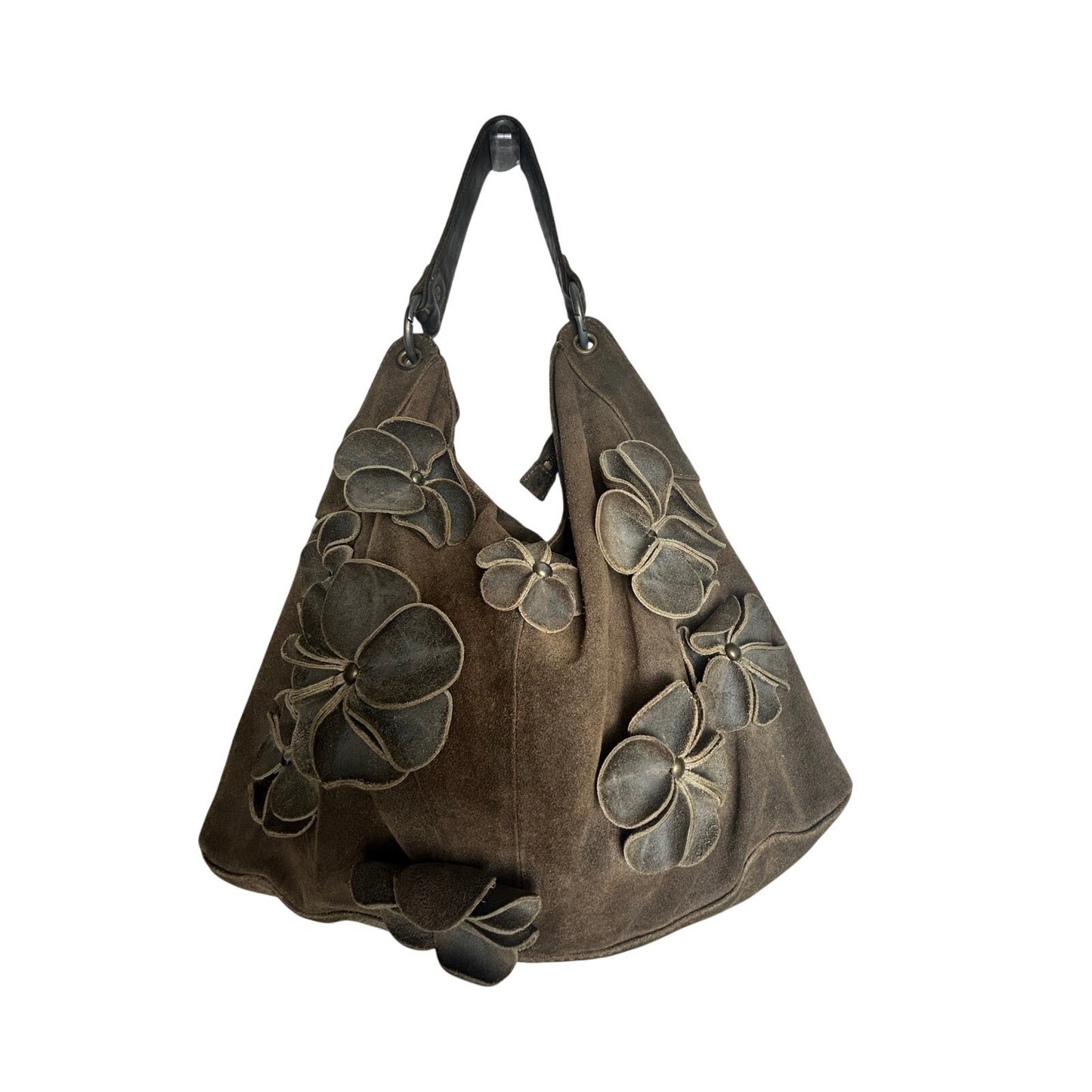 Lucky brand all suede hobo bag with flowers and rayon lining