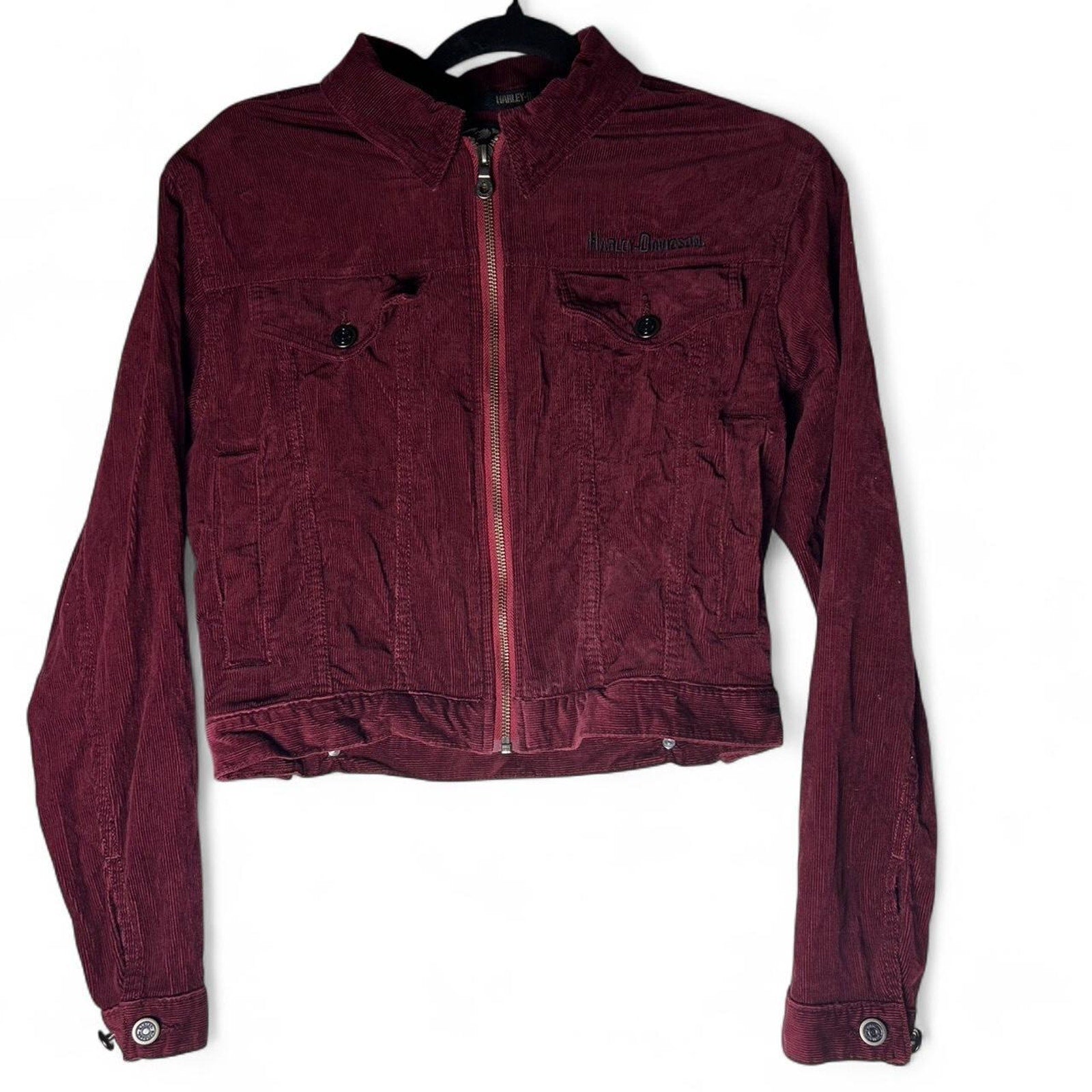 maroon harley davidson corduroy jacket
