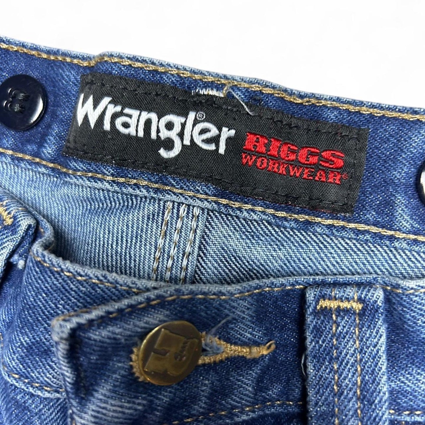90s wrangler size 30x32 double knee blue jeans
