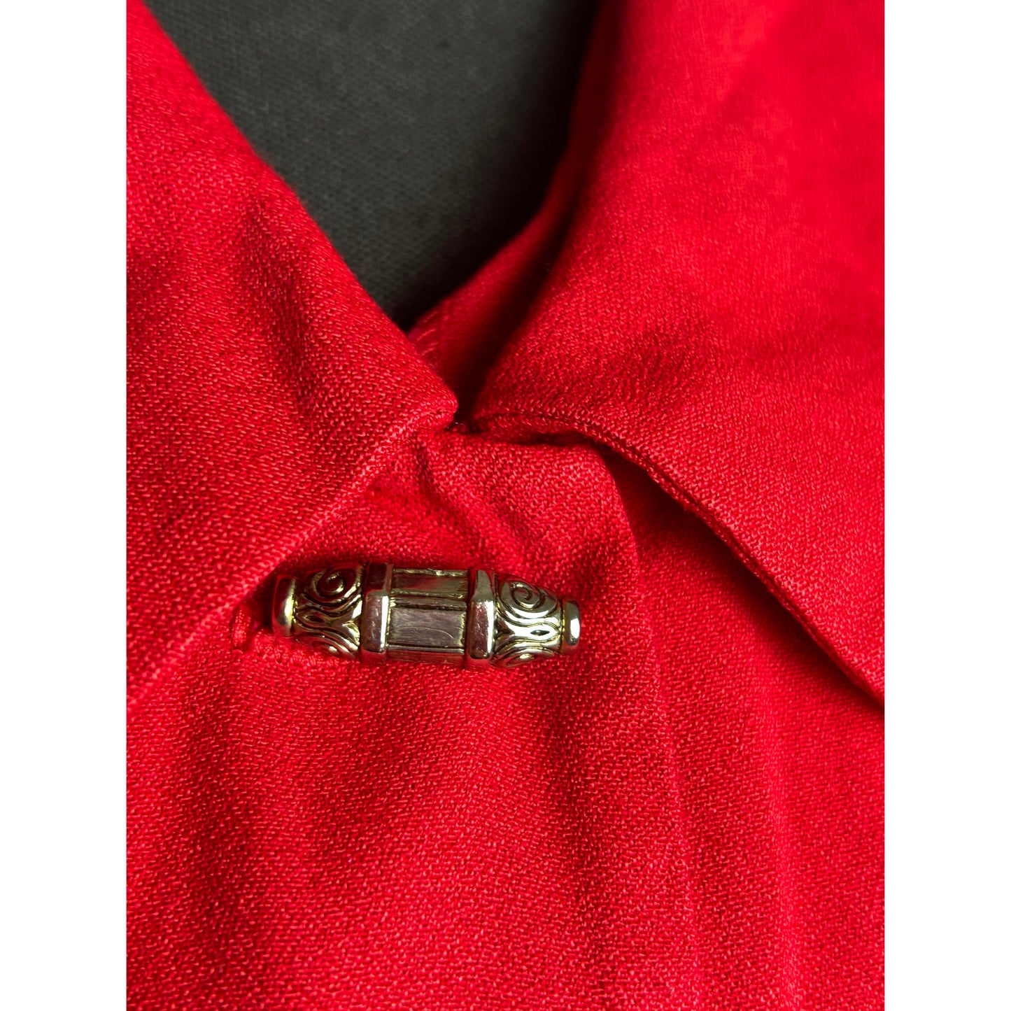 Vintage Red Maxi Shirt Dress Rayon Blend Scarlett Tag Flowy Size S