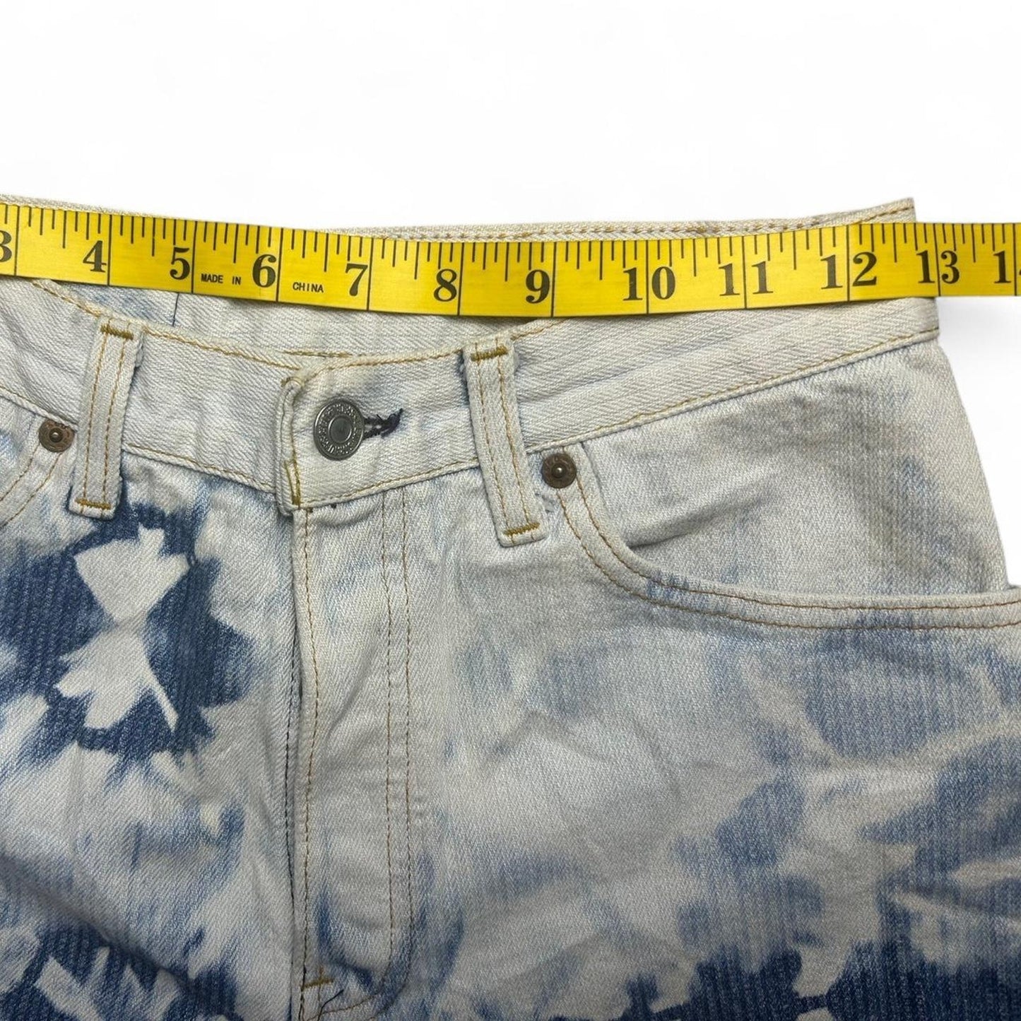 Blue white tie dye denim