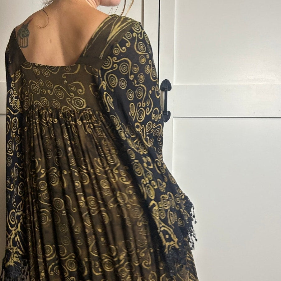 floor length earth fairy kaftan with fringe