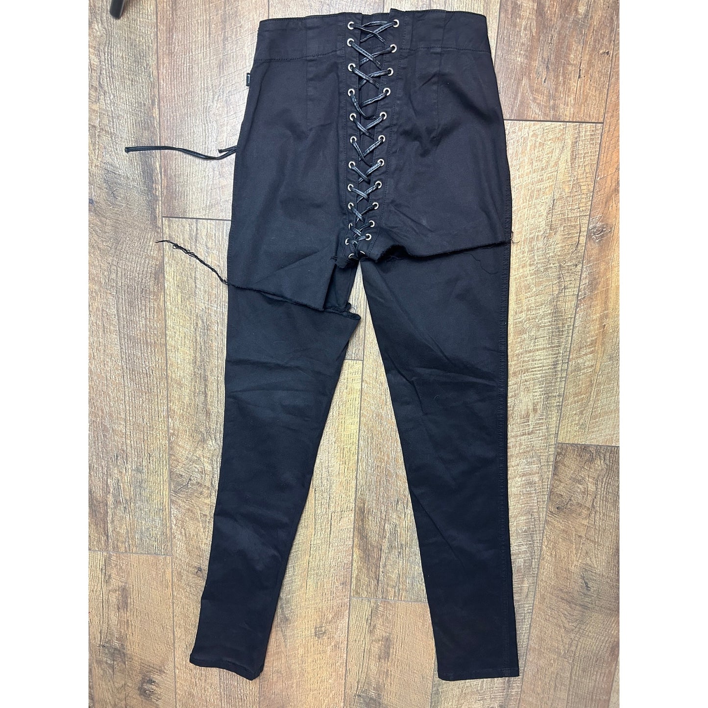 Tripp NYC lace up distressed skinny pants stretchy alt goth punk