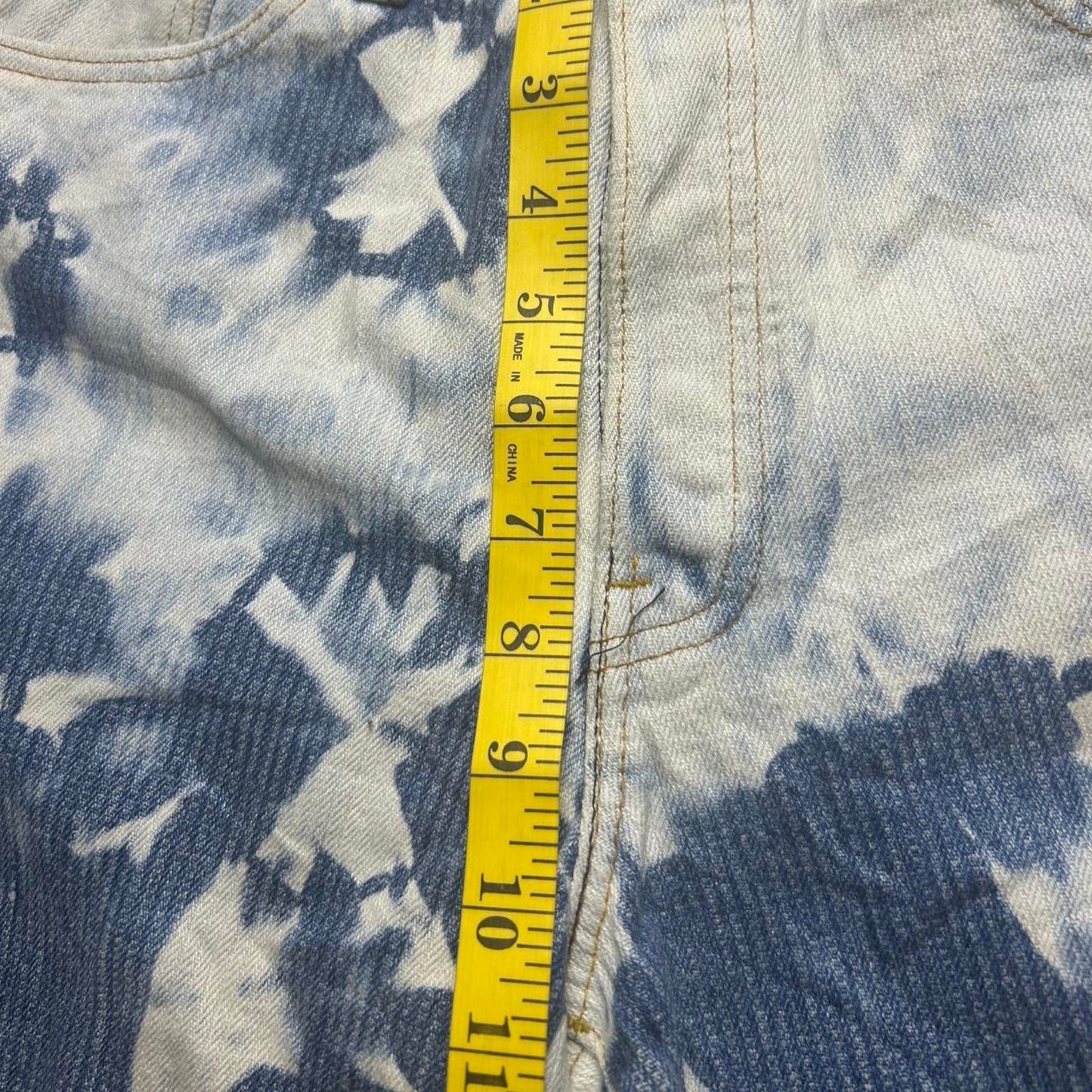 Blue white tie dye denim