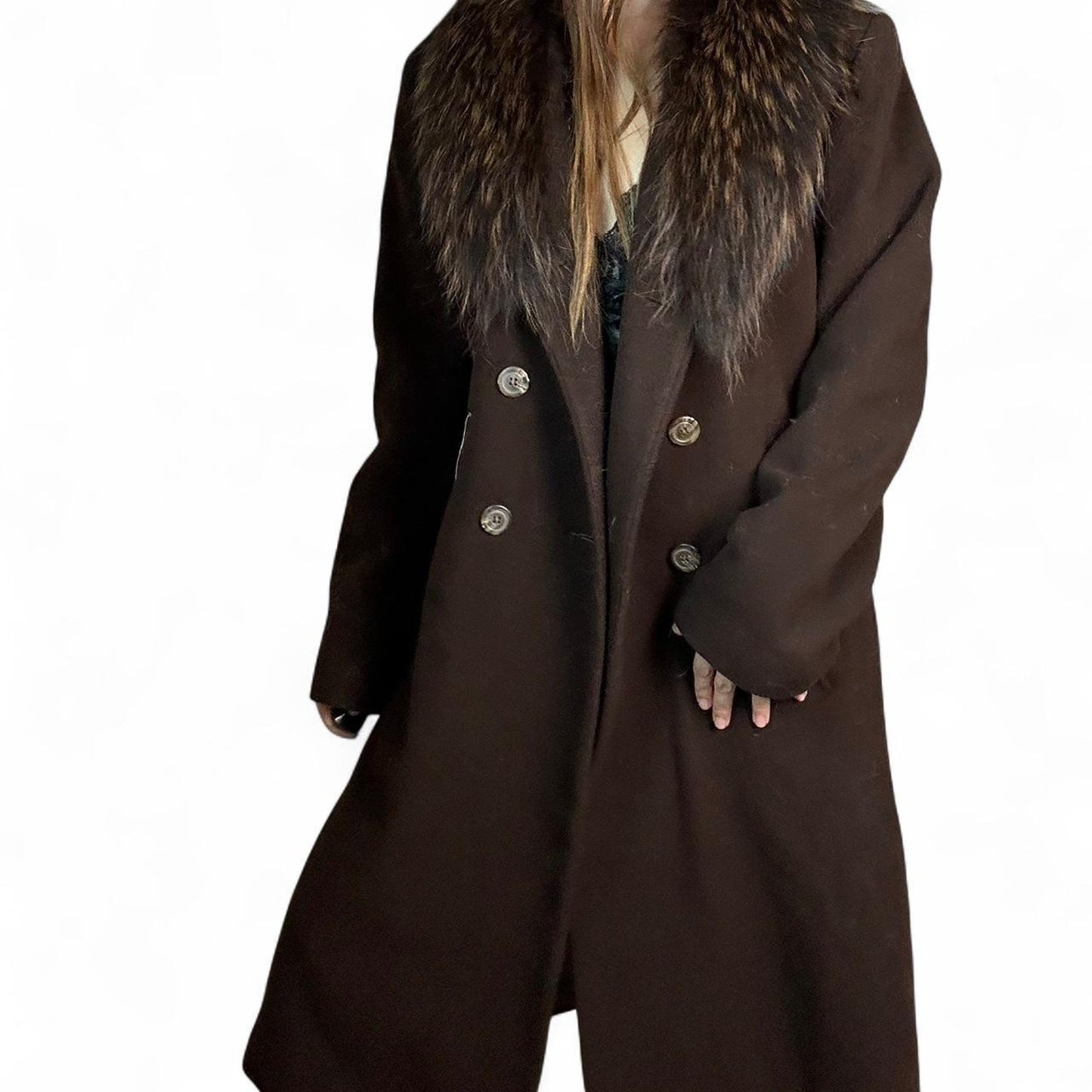 Vintage brown lambs wool size medium peacoat