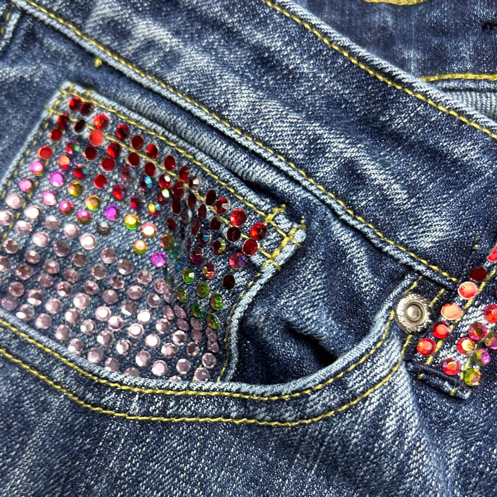 Pepe Jeans London Y2K McBling Denim-Jeans – Star Low Rise Bootcut Größe 18