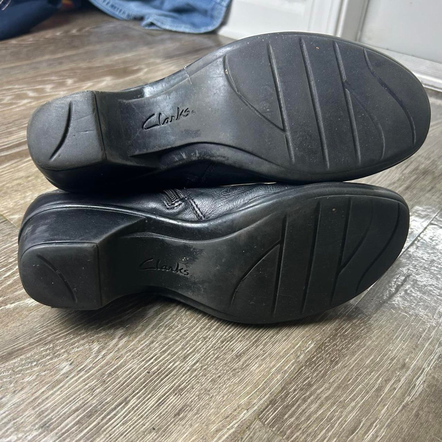 Clarks black leather ankle boots