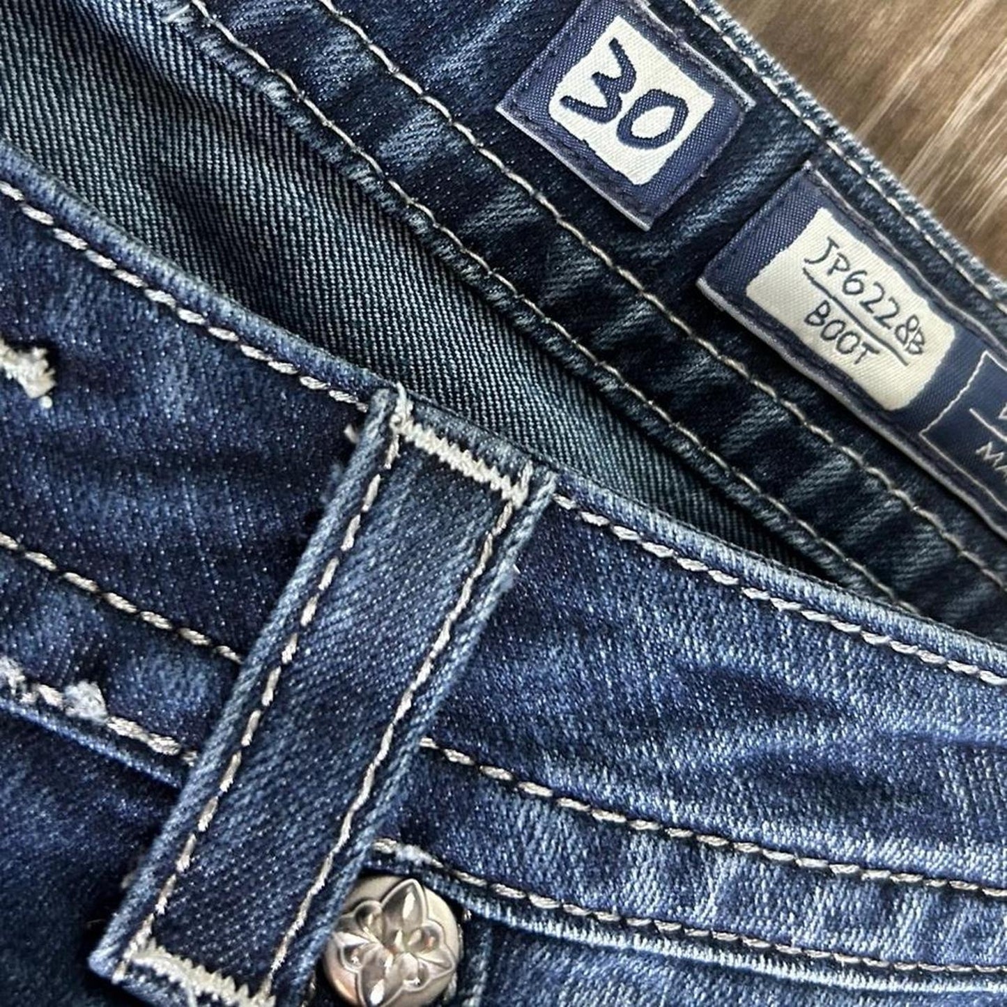 Navy blue bootcut jeans