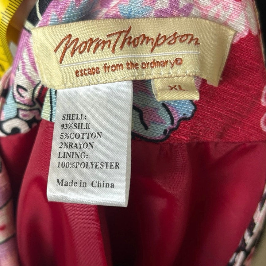 Norm Thompson “Escape From The Ordinary” Japanese Graphic Silk Blazer XL Artwear