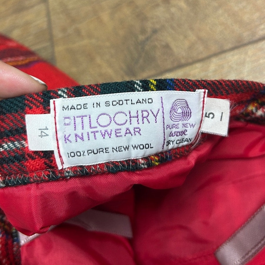 tartan skirt made in scotland pitlochry 100% pure new wool size 5