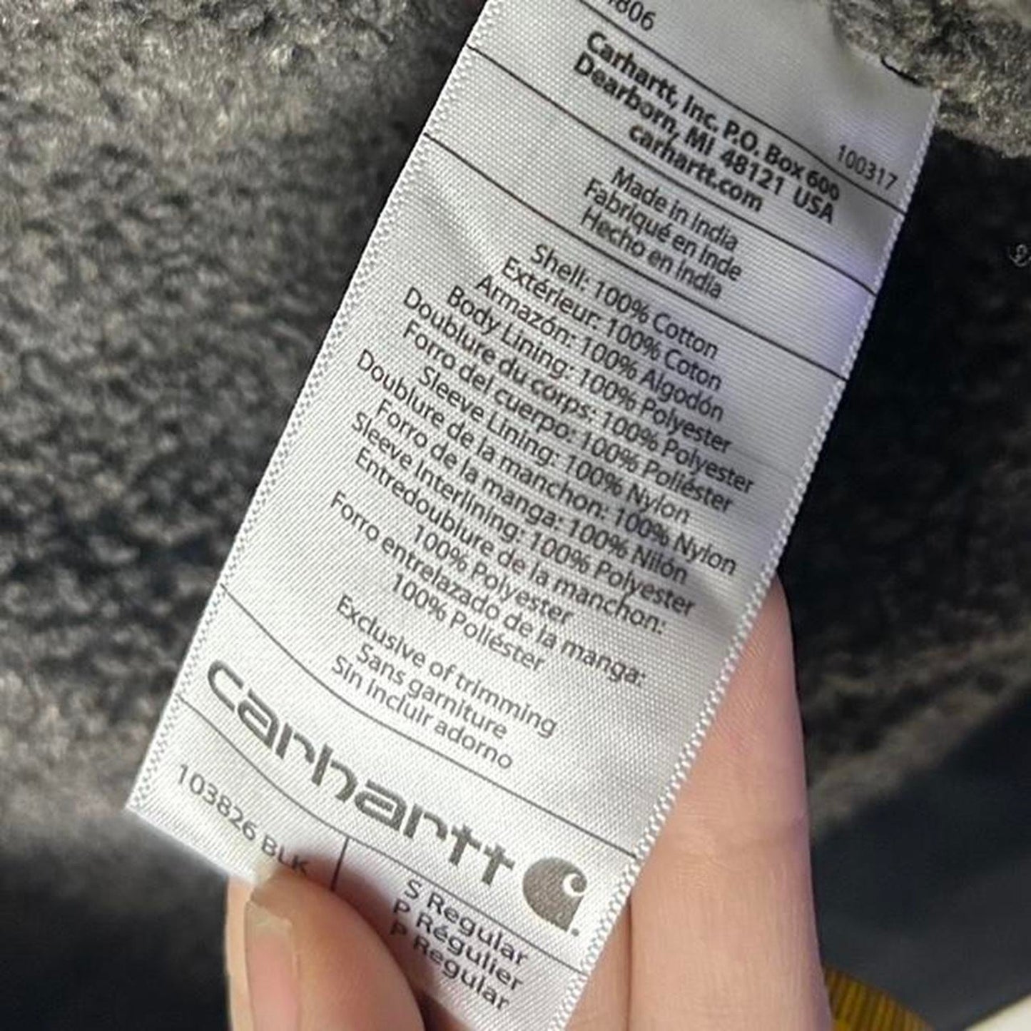 Carhartt black hooded sherpa lined