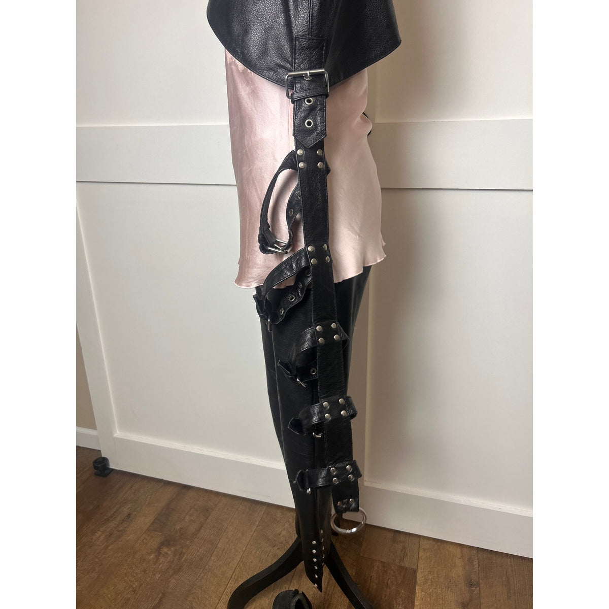 leather biker chest arm harness