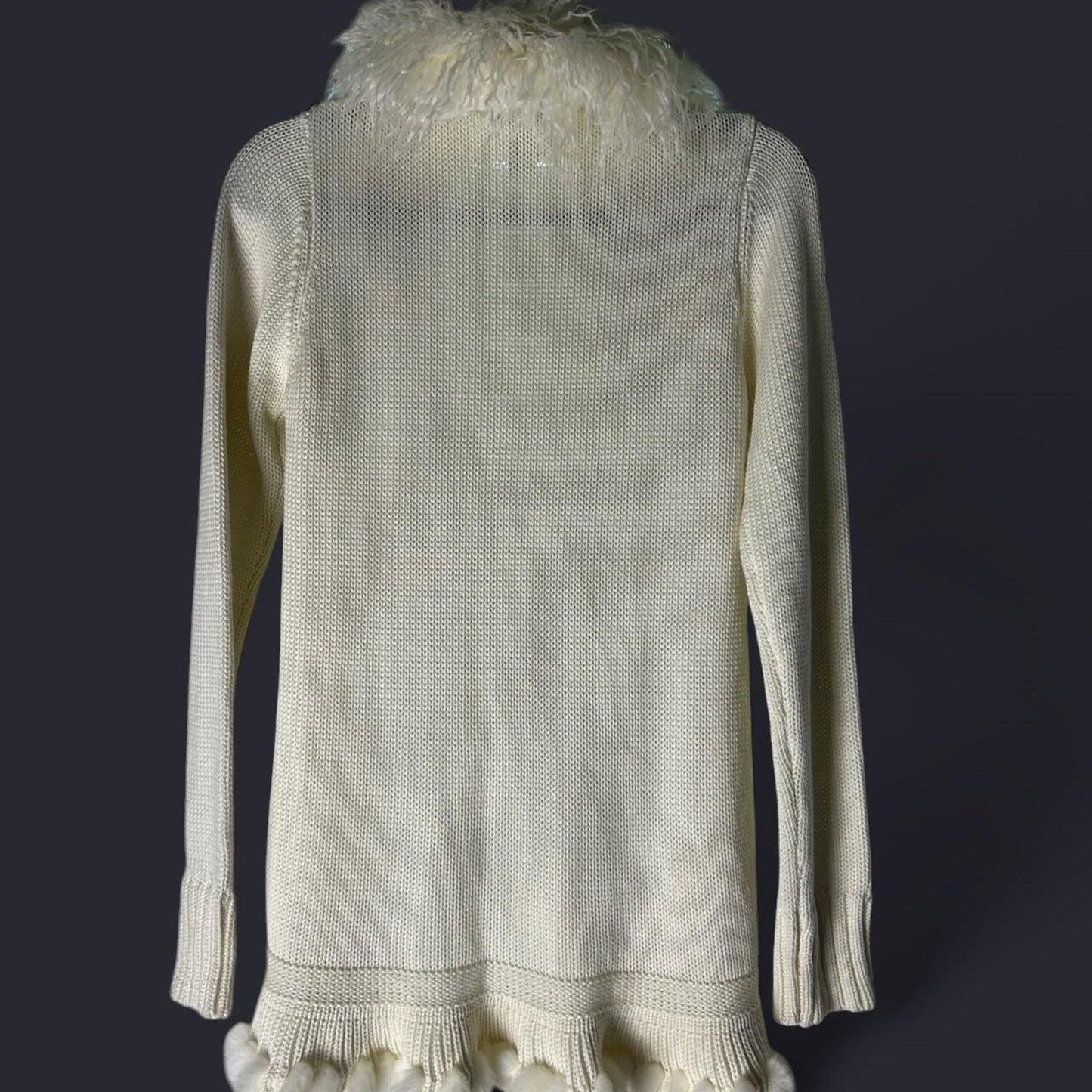 Laseine white faux fur duster cardi