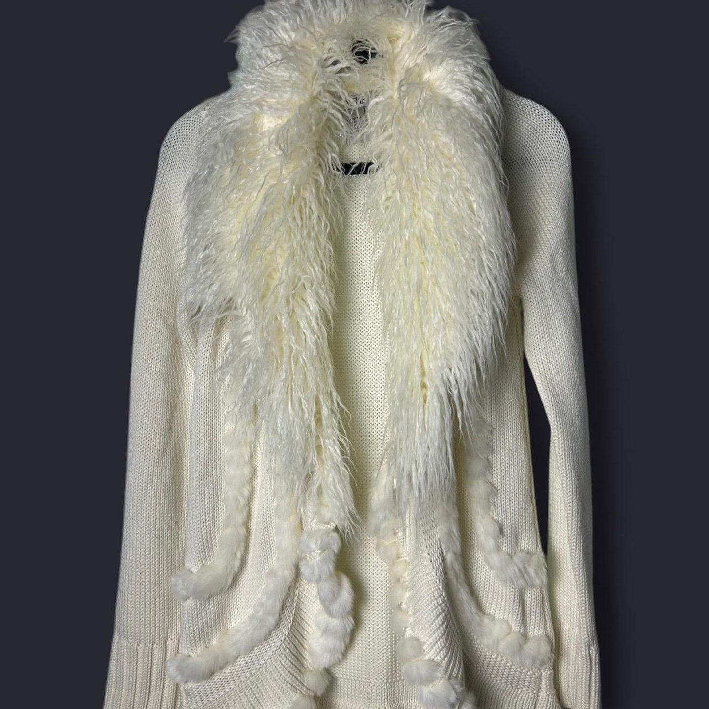Laseine white faux fur duster cardi