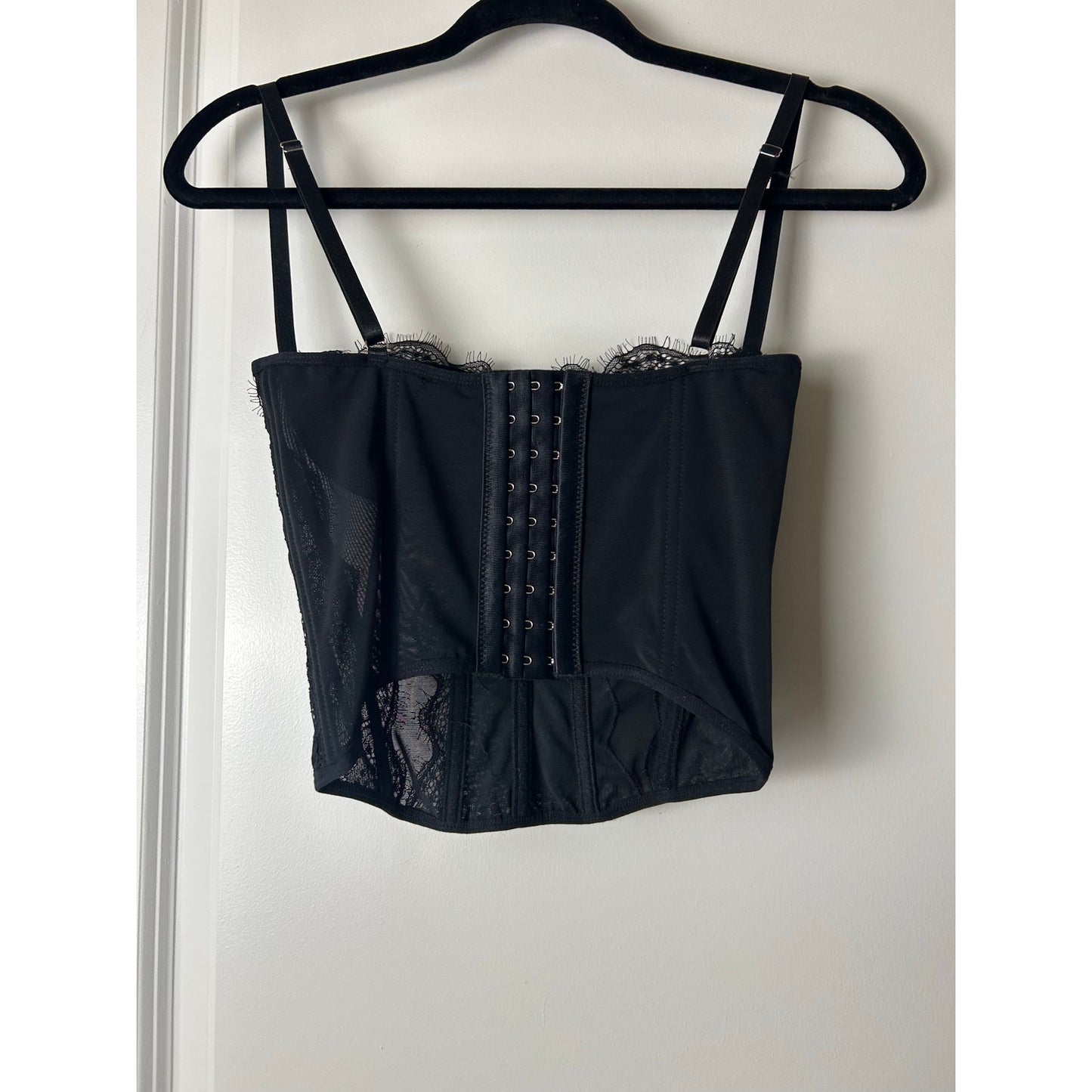 Square neck eyelash lace trim corset size xs