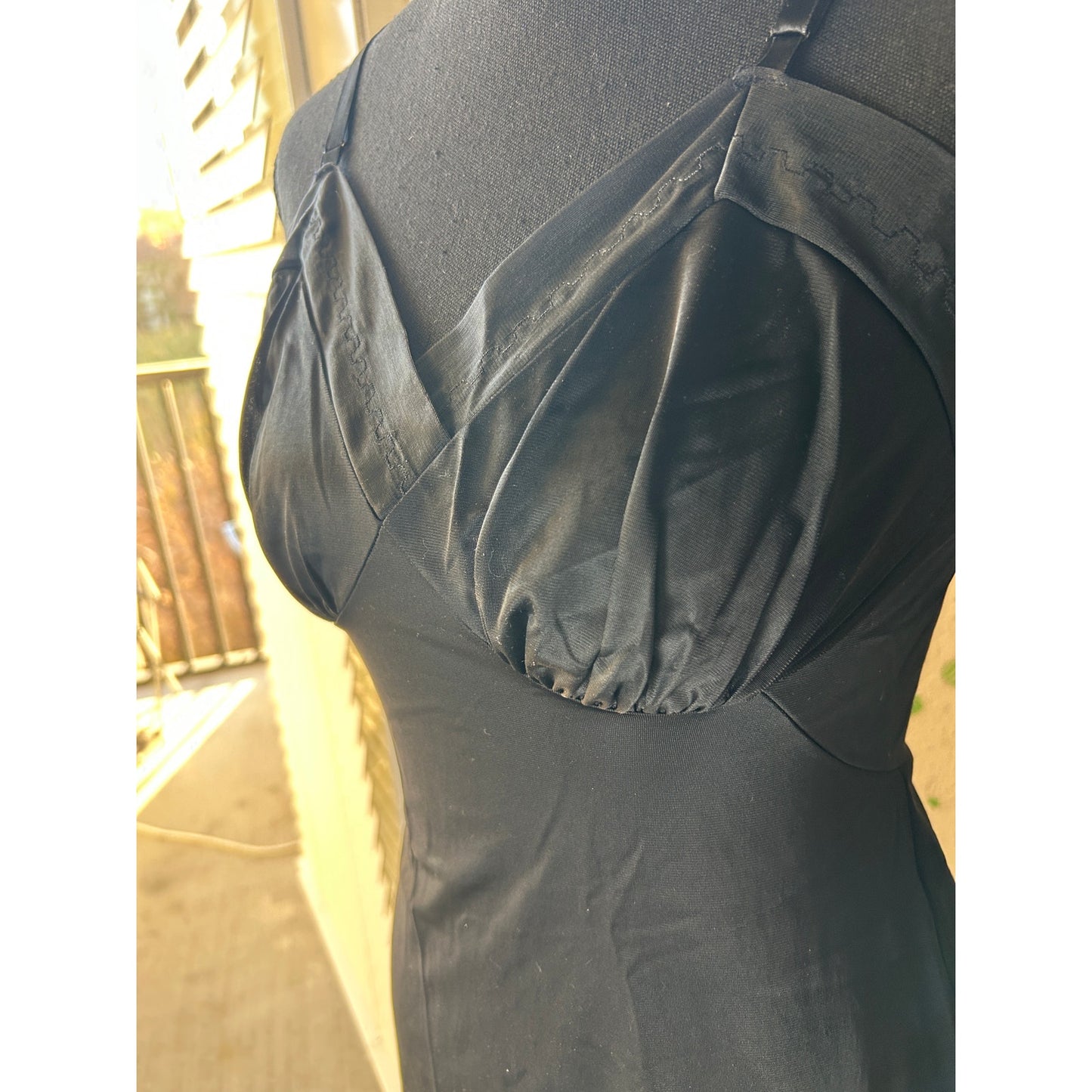 1960s vintage nylon slip dress in black size s