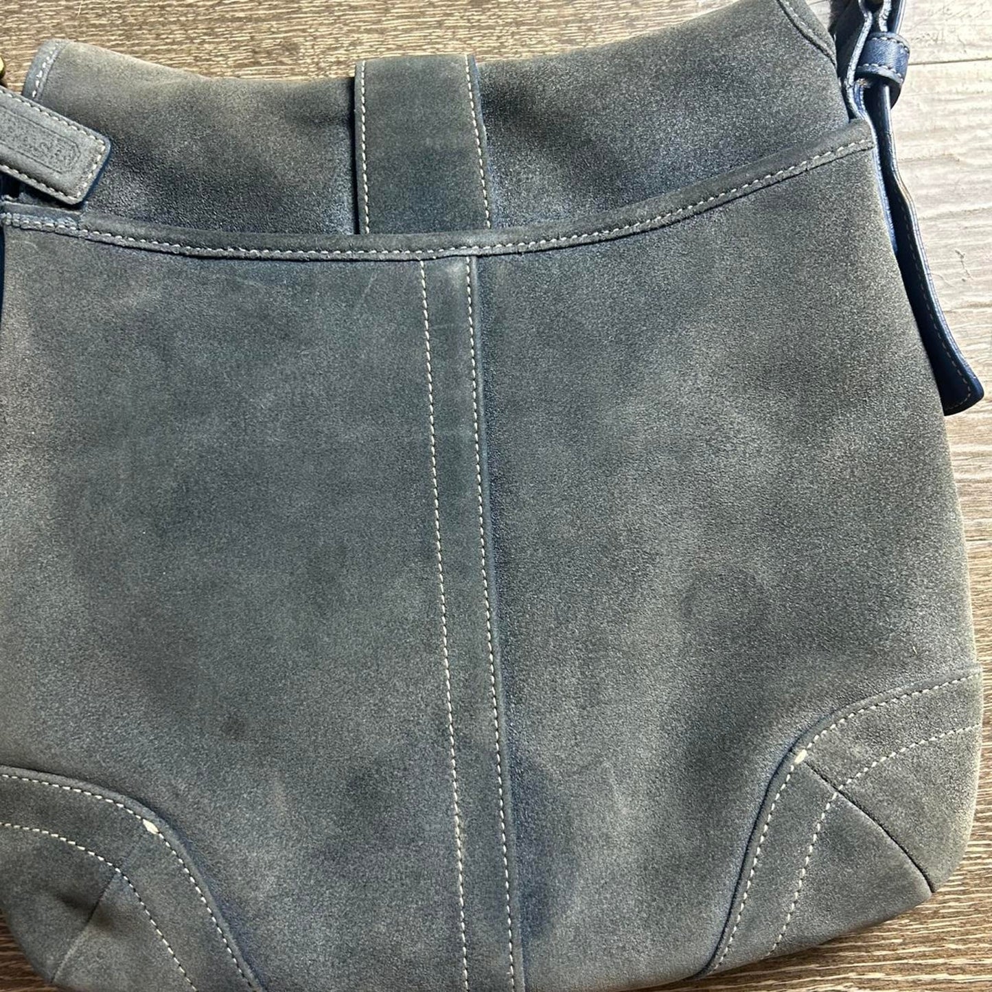 2004 Rare Vintage Blue Coach Suede Leather Soho Crossbody Bag - Gold Hardware Monogram