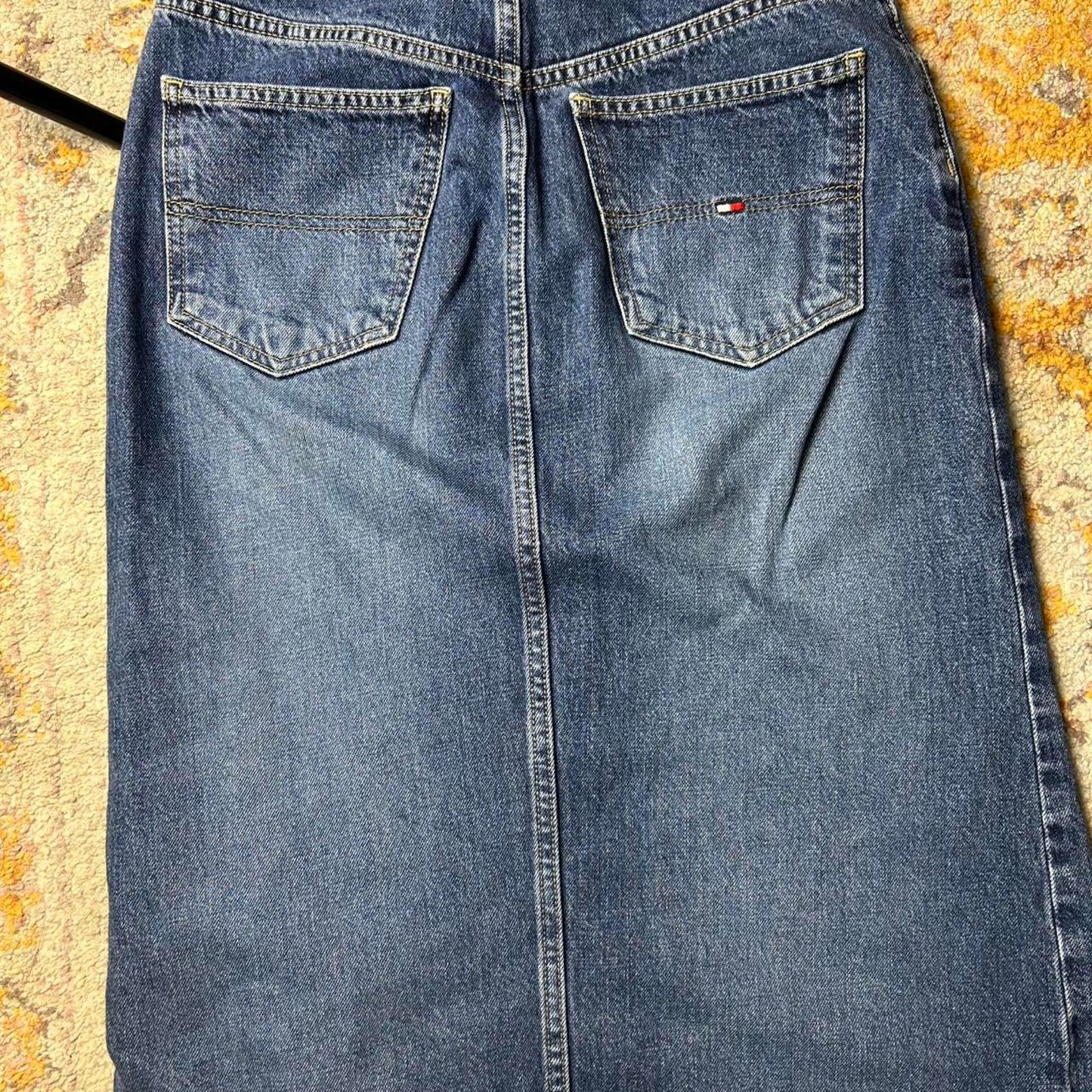 Tommy Hilfiger size 28x25 midi length faded stone wash denim skirt