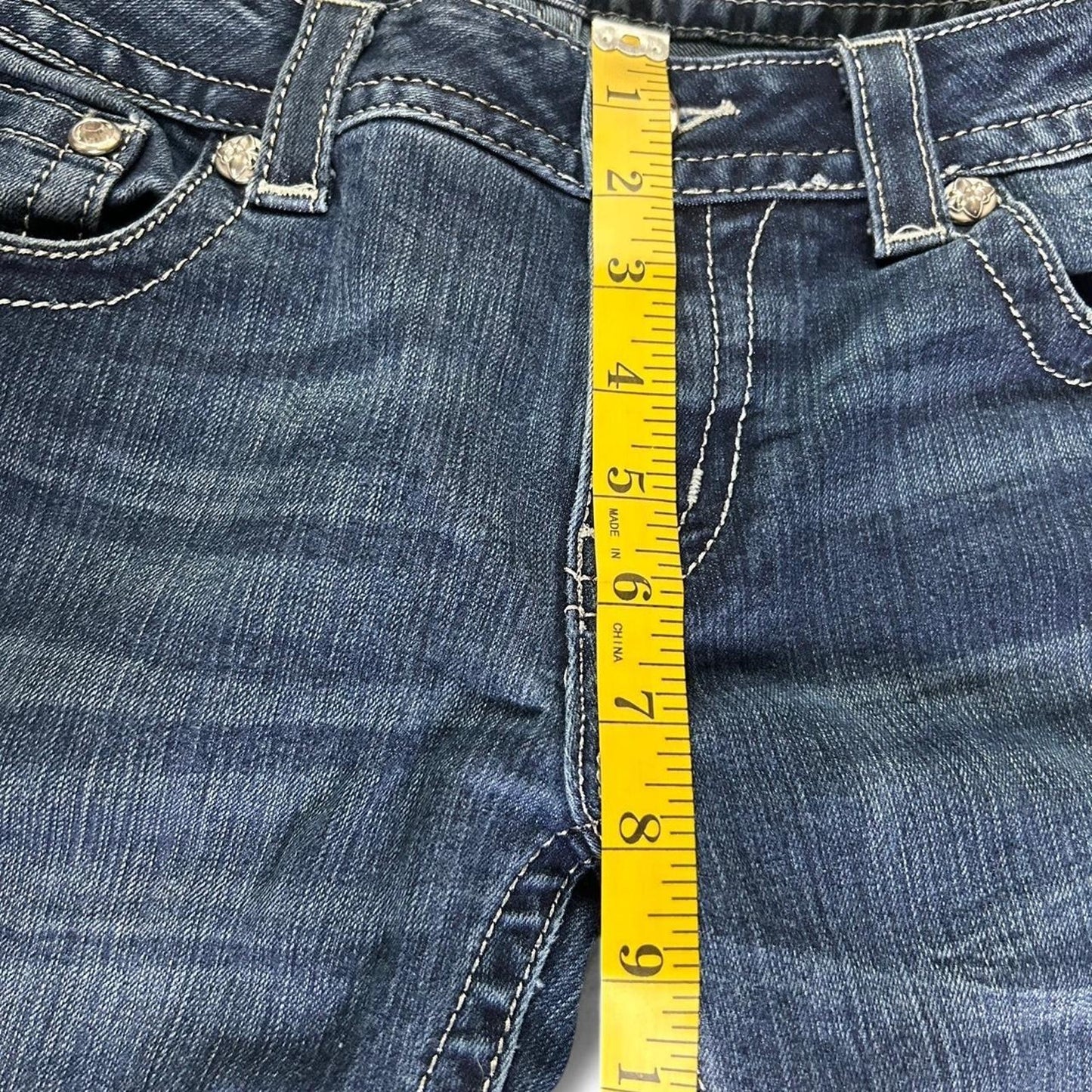 Miss Me Size 30x33 Navy Blue Bootcut Jeans with Embellished Pockets