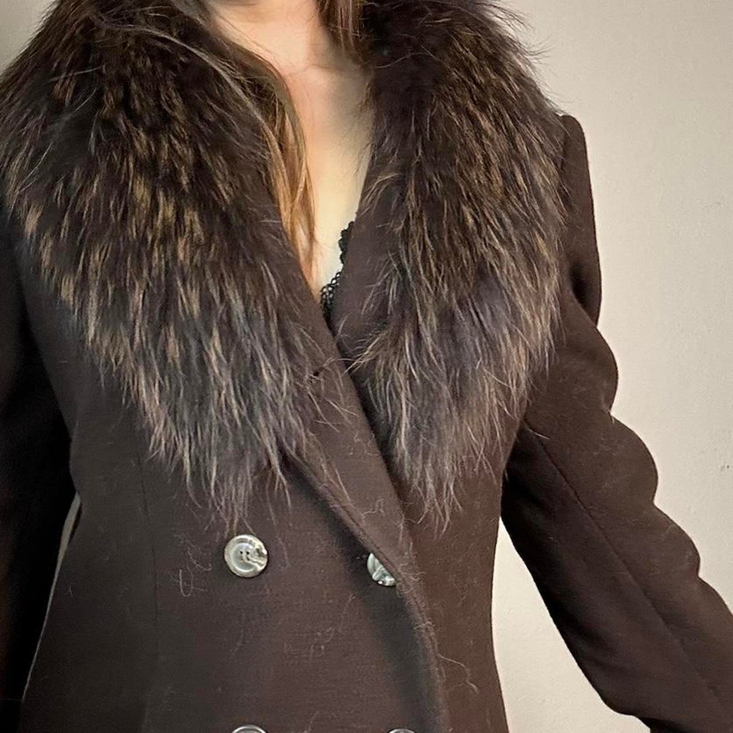 Vintage brown lambs wool size medium peacoat