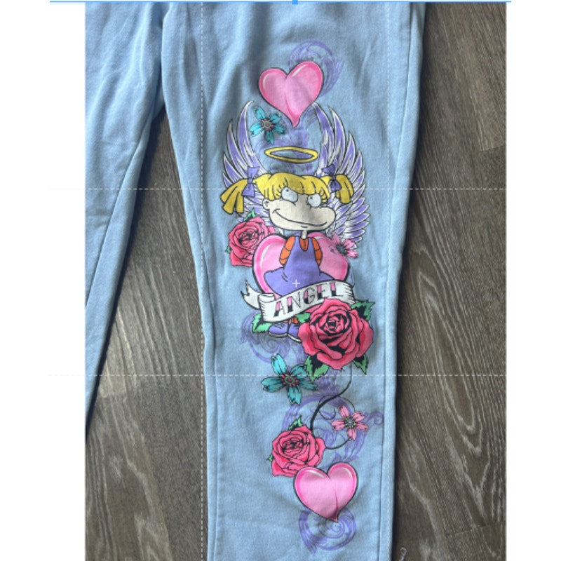 Y2K Rugrats Baby Blue Sweat Set XL Nickelodeon Cartoon Lounge Set