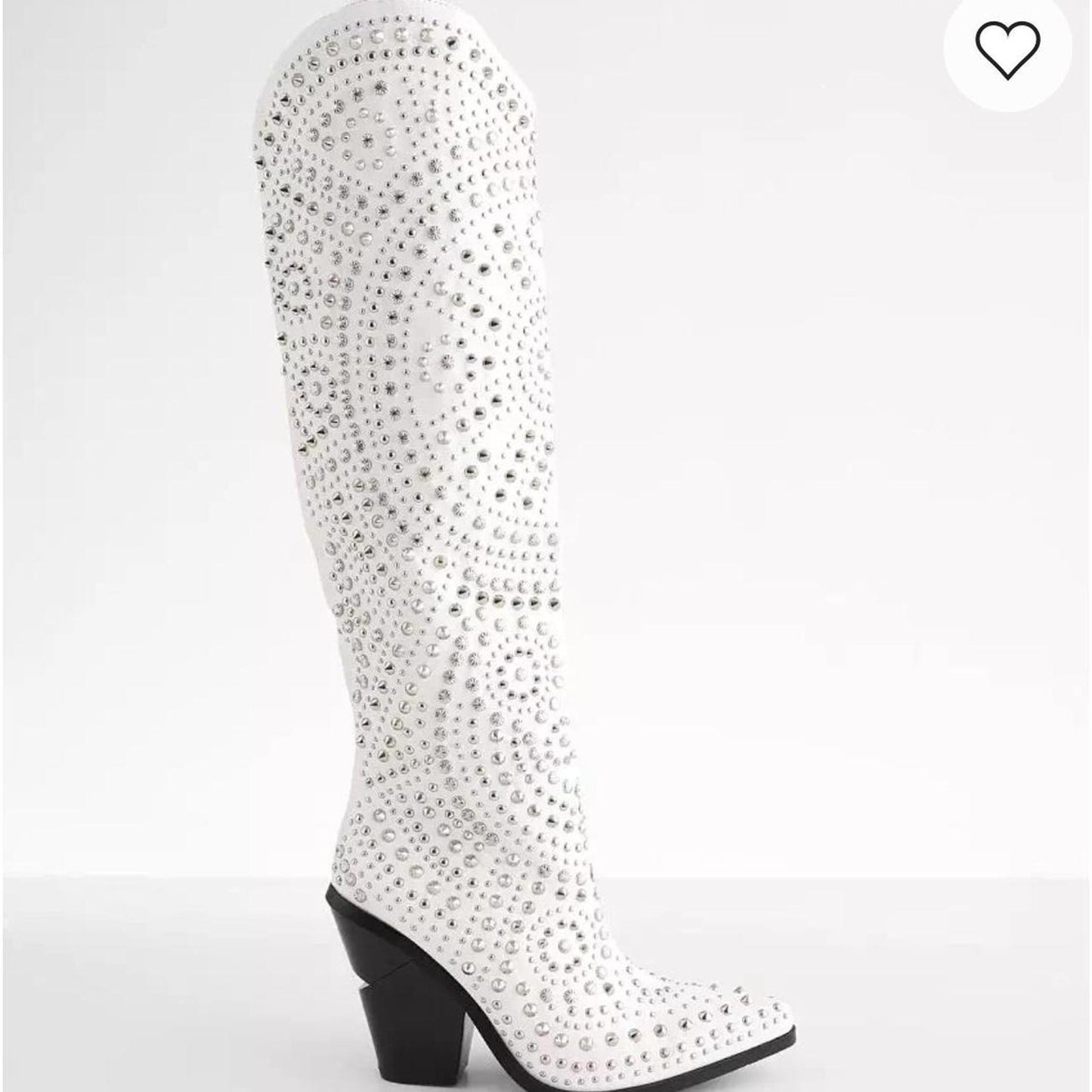 White studded knee high cowgirl boots