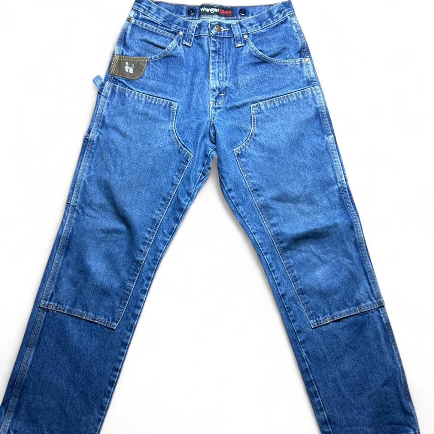 90s wrangler size 30x32 double knee blue jeans