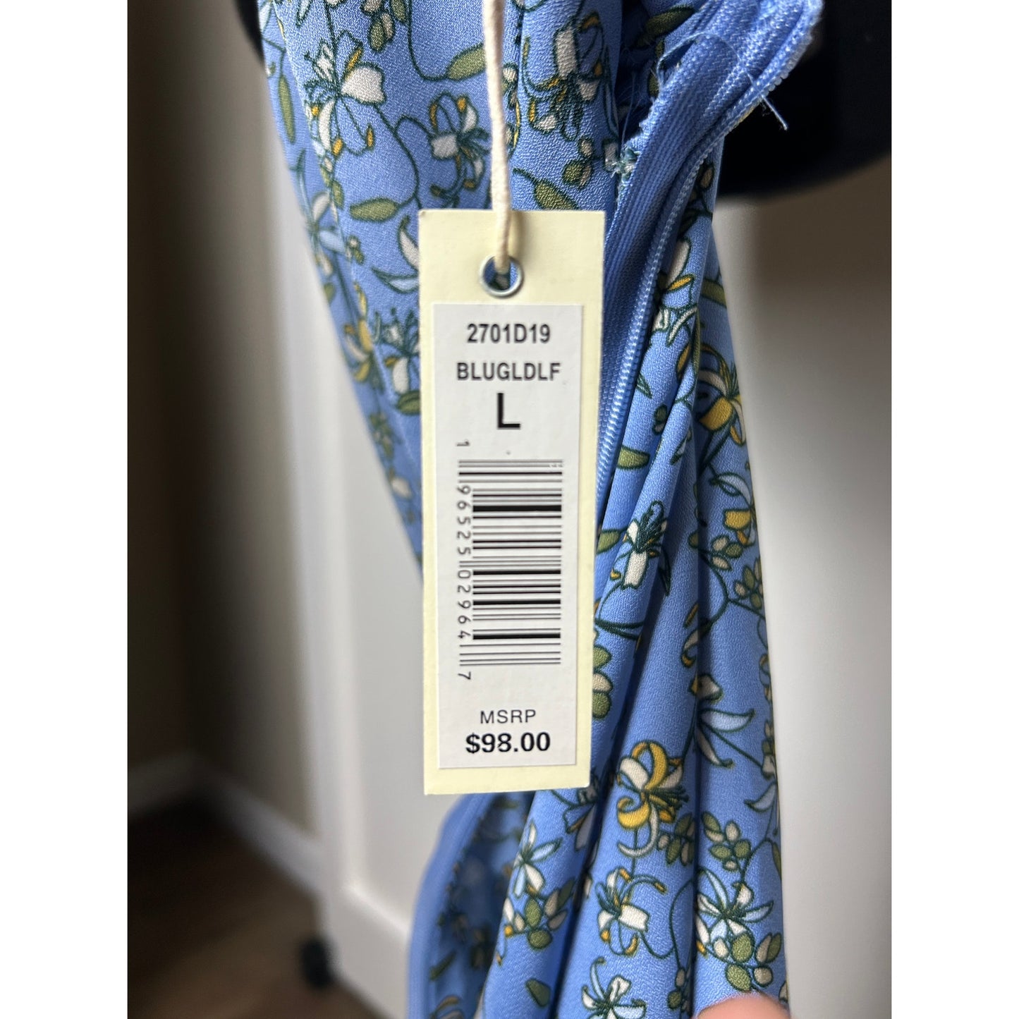 nwt max studio ruffled skirt high/ lo blue gold leaf 2701d19 $98 retail
