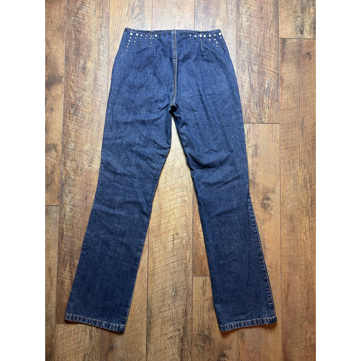 Vintage DKNY Bareback Brazilian Jeans Size 4 Studded Mid Rise 32x31 Y2K Denim