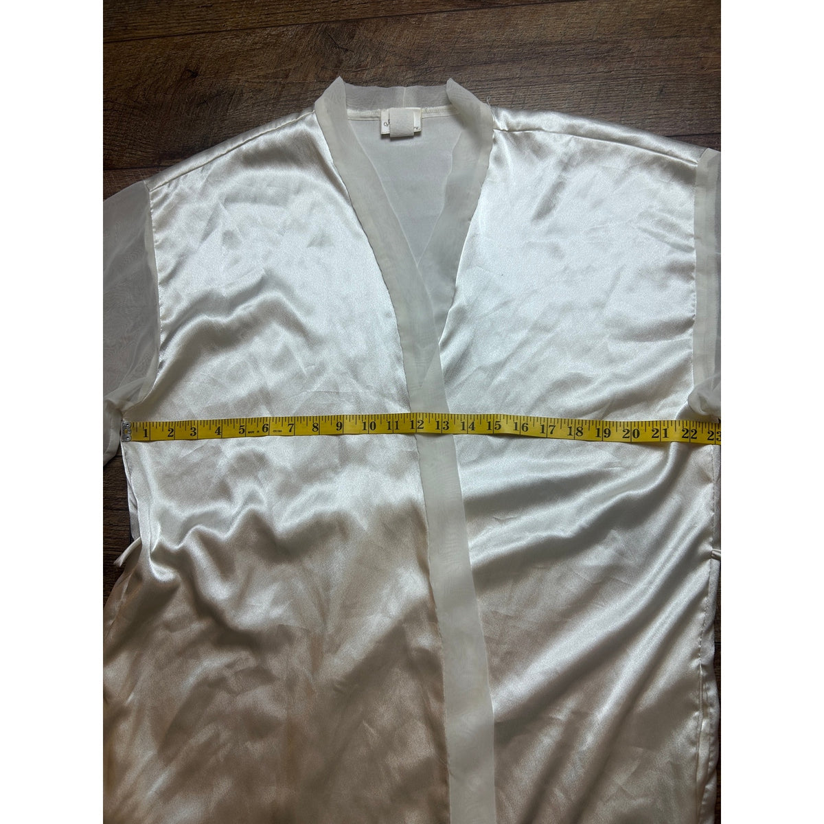 Vintage Intimo Amore Sears Satin Robe Large Sheer Sleeves Pockets 80s Lingerie
