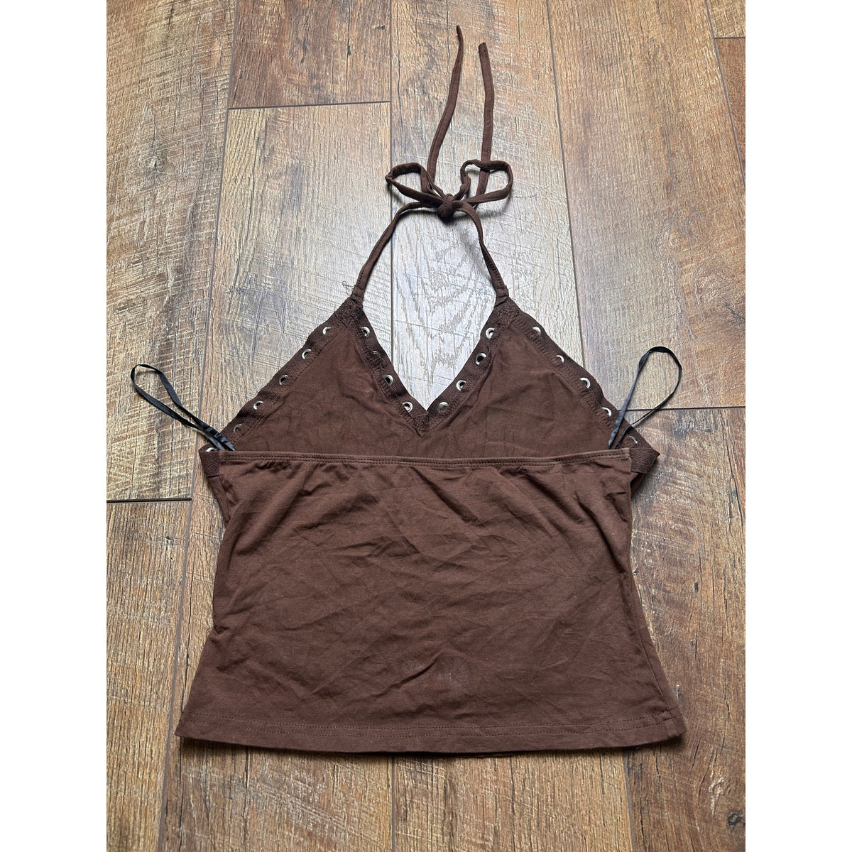 Indie Sleaze Grommet Skull Graphic Halter Top — S