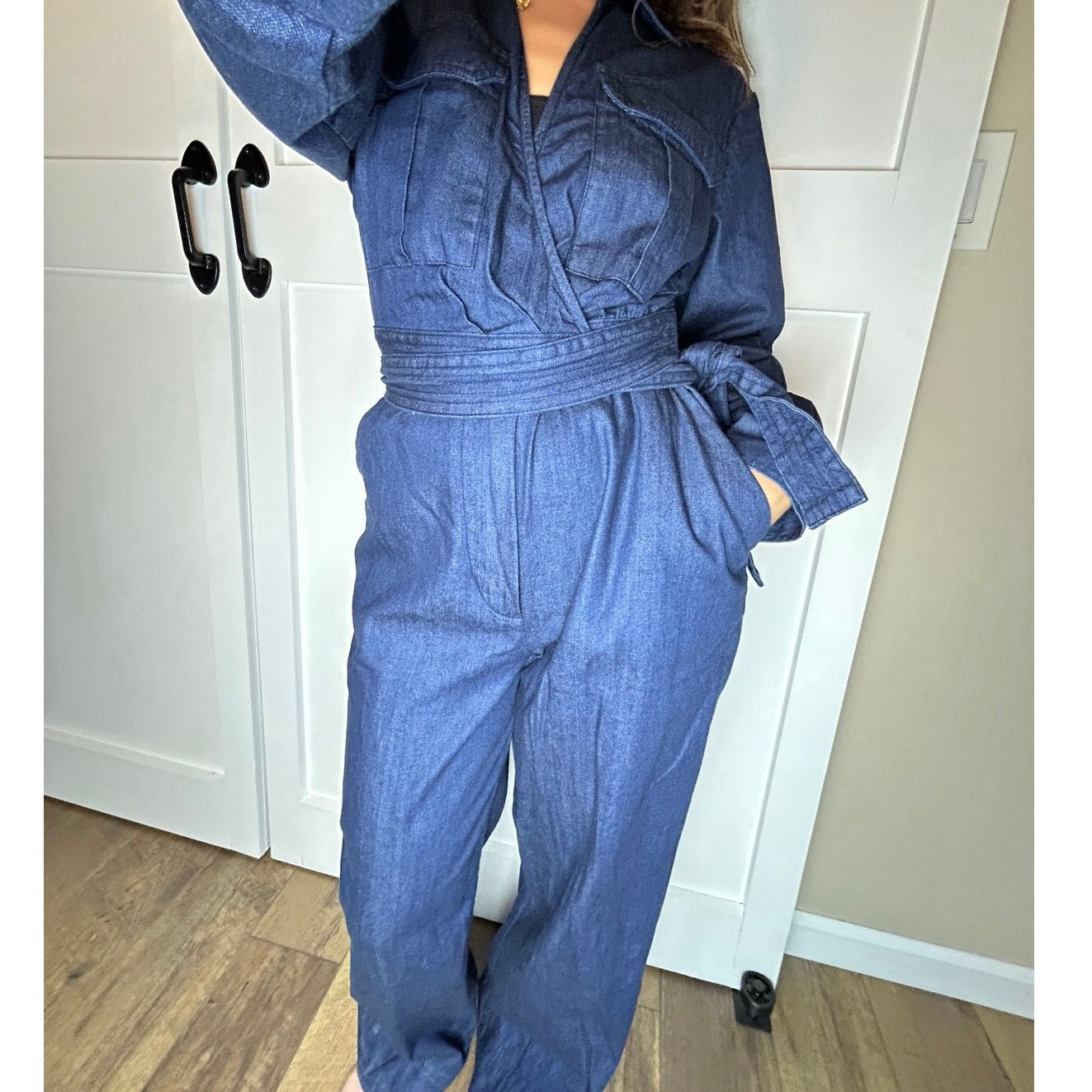 nwt banana republic chambray jumpsuit size 4 petite 170 retail