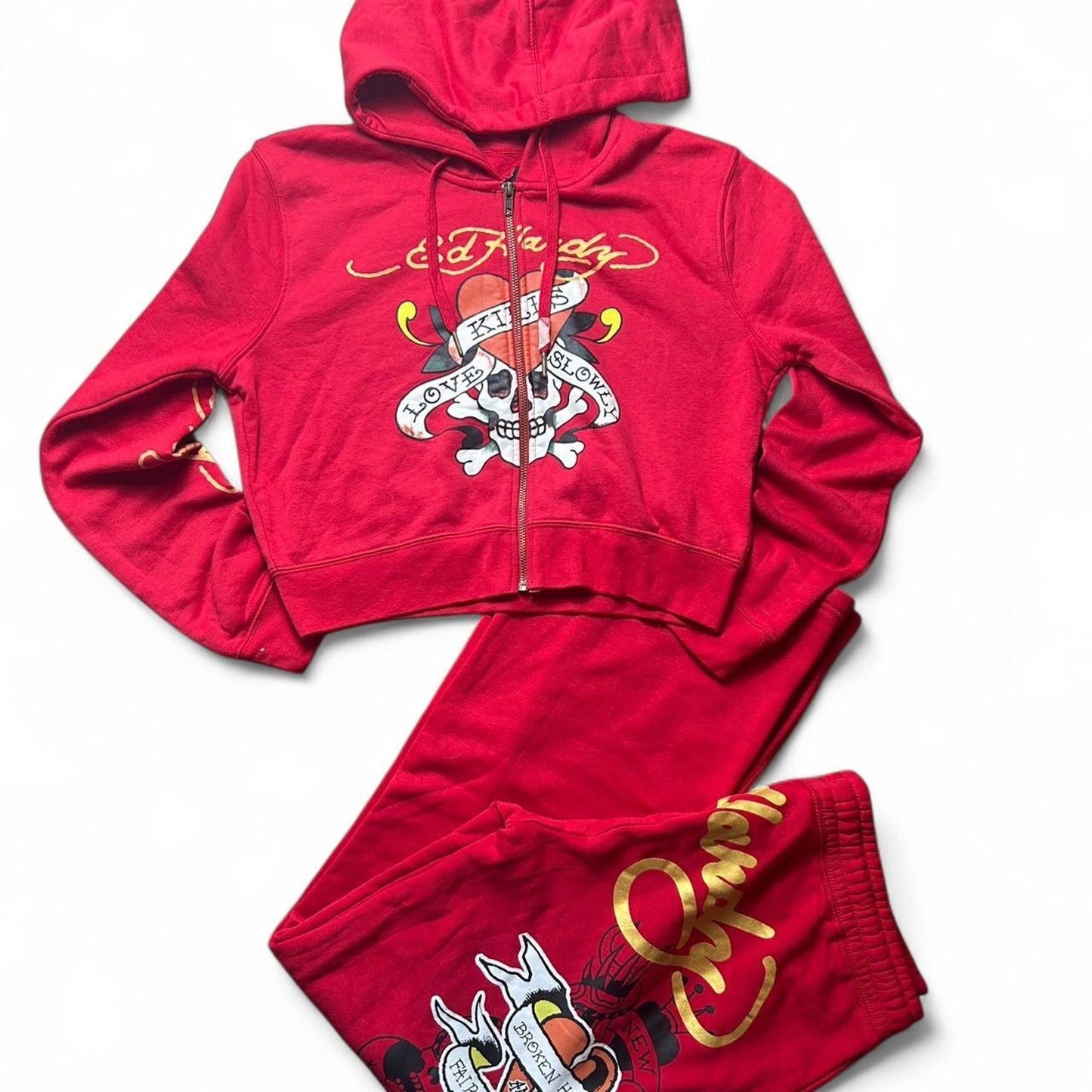 Rare ed hardy red and white tracksuit