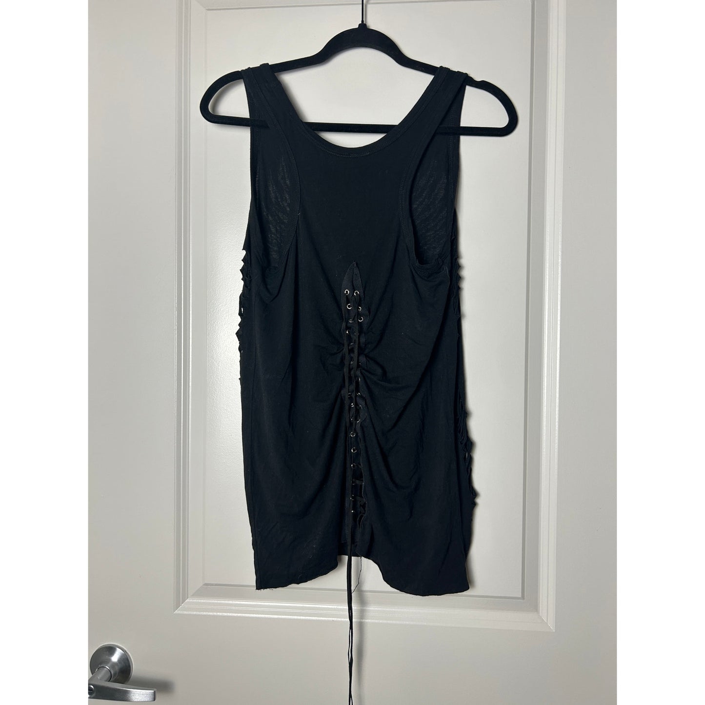 Affliction Style Engel Flügel Schnürung Distressed Tanktop Größe M Y2K Rockstar Glam