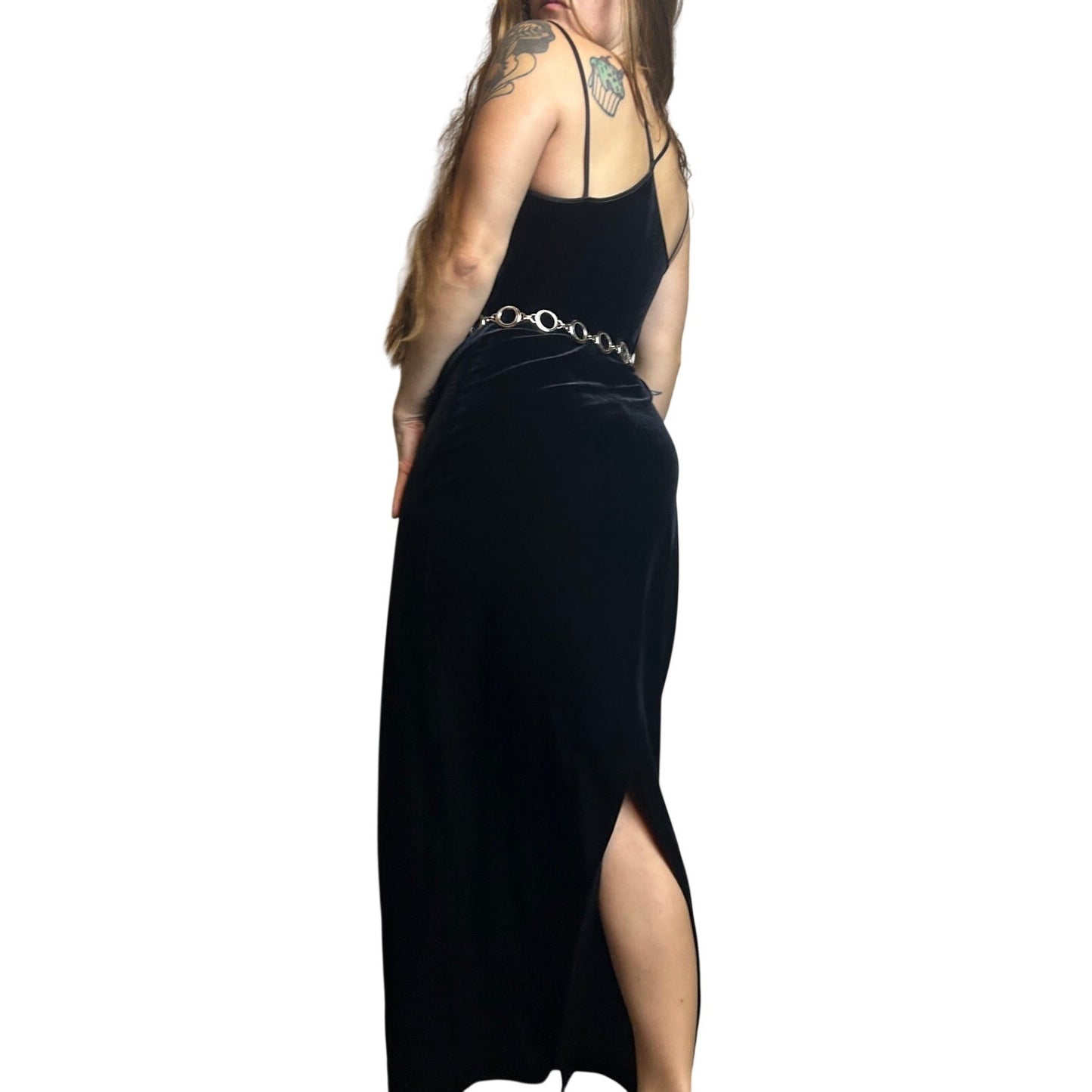 vintage ann taylor velvet slinky dress back slit