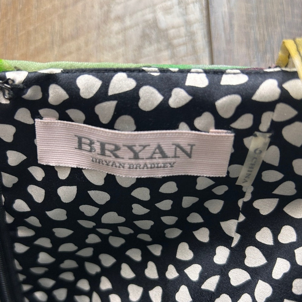 bryan bradley chiffon silk polka dot, floral silk dress perfect for homecoming size 6