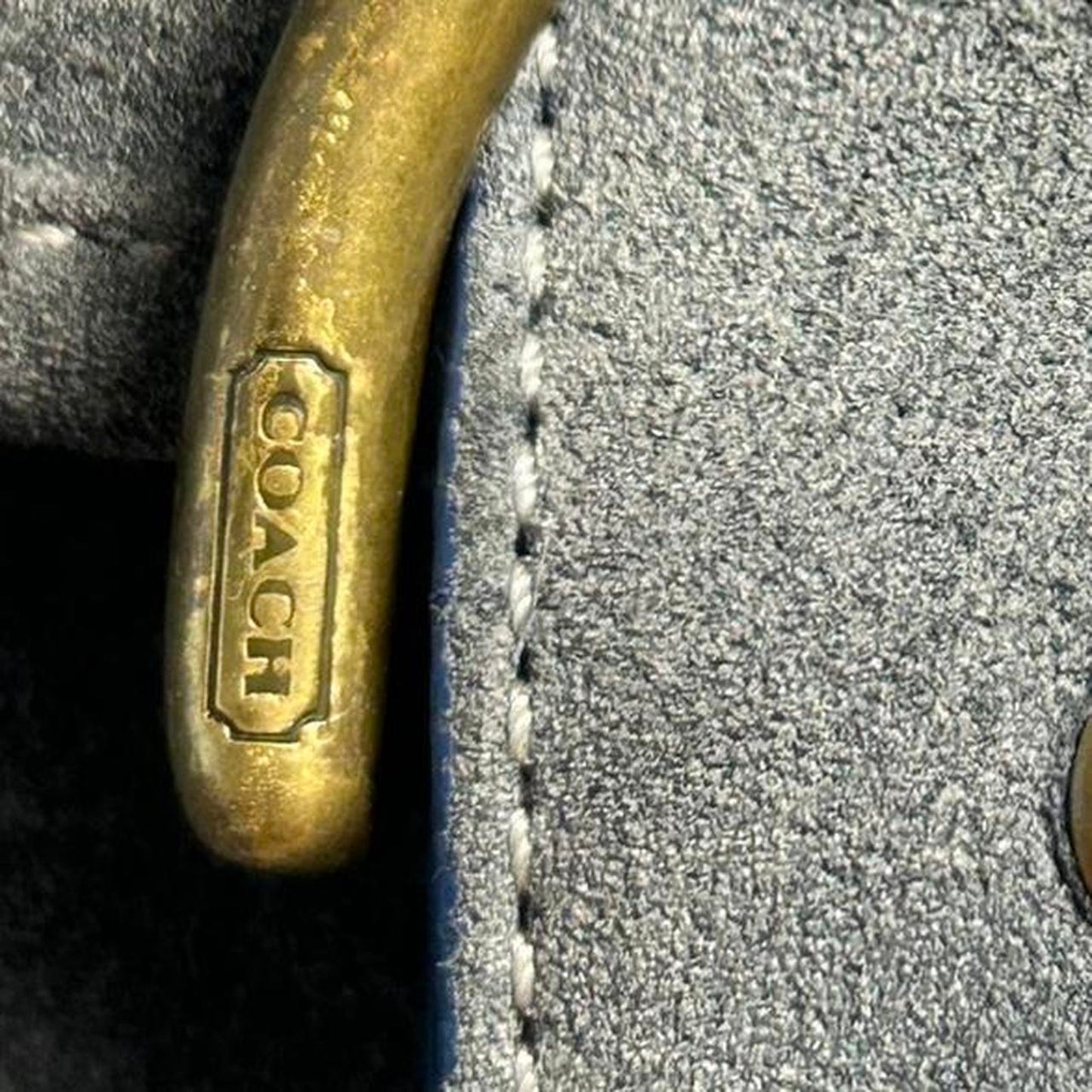 2004 Rare Vintage Blue Coach Suede Leather Soho Crossbody Bag - Gold Hardware Monogram