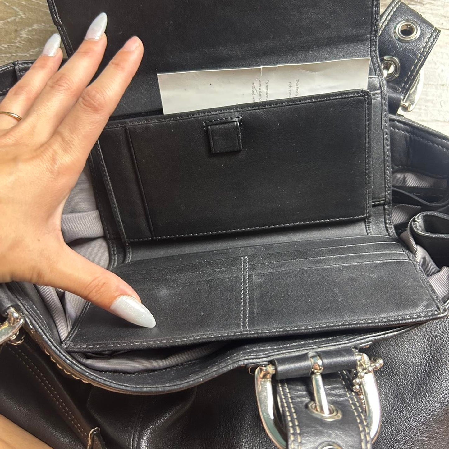 Black Coach Pleated Leather Soho Tote Bag and Wallet Set - Signature Gathered Design
