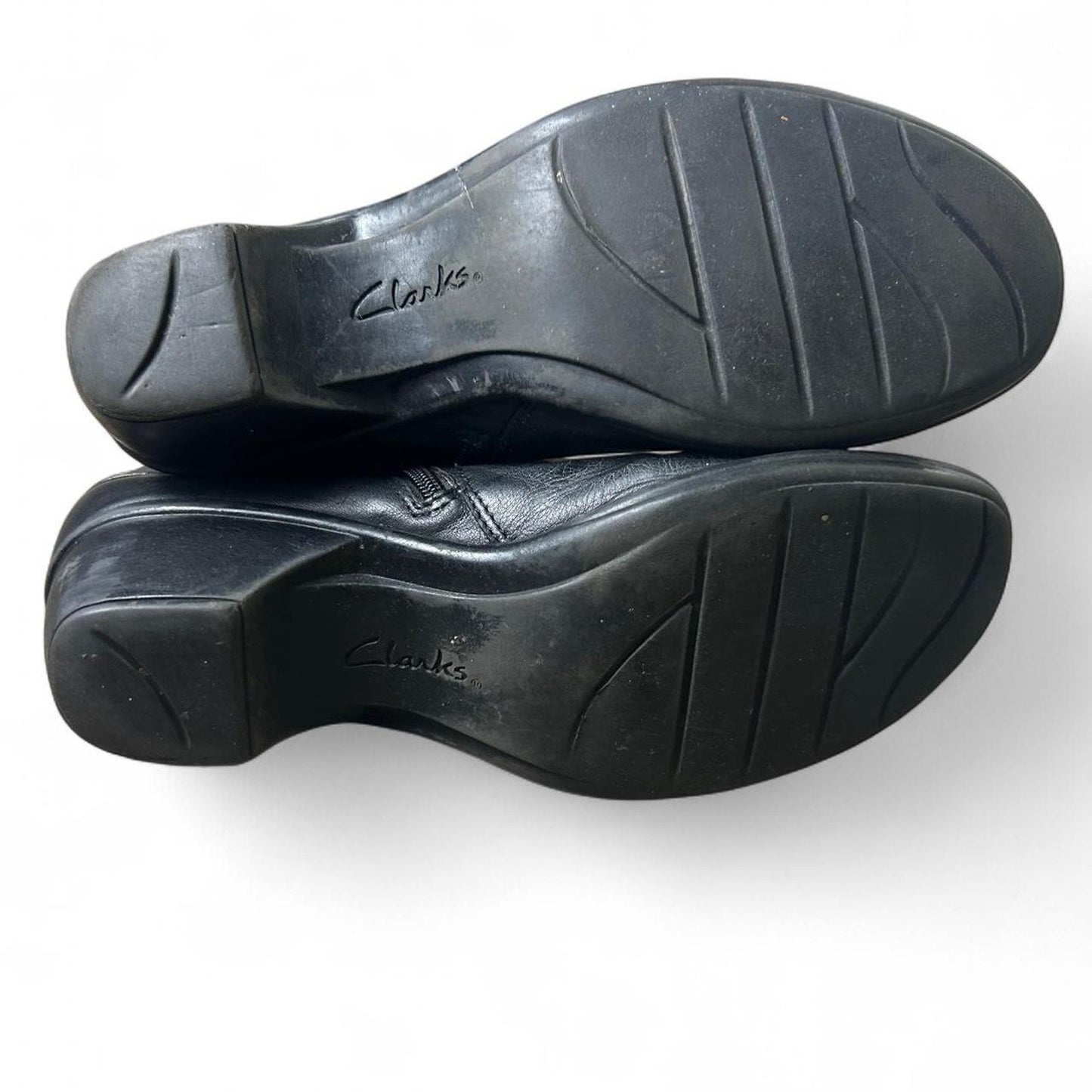 Clarks black leather ankle boots