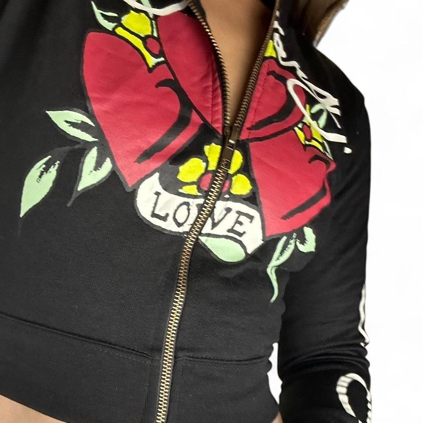 Ed hardy crop zip up