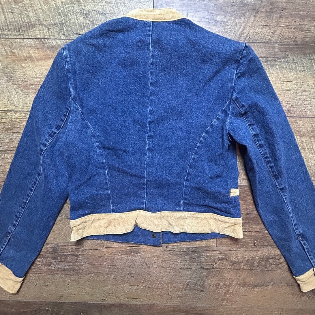 Newport News Jeanology Denim Suede Western Jacket Size 4 90s Y2K